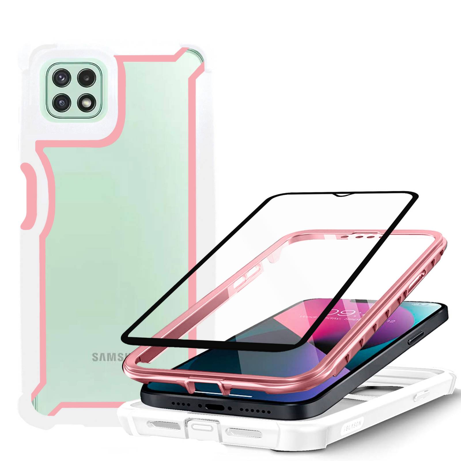 Funda De Uso Rudo Tough 360 Mas Mica 9d Para Samsung A22 5G