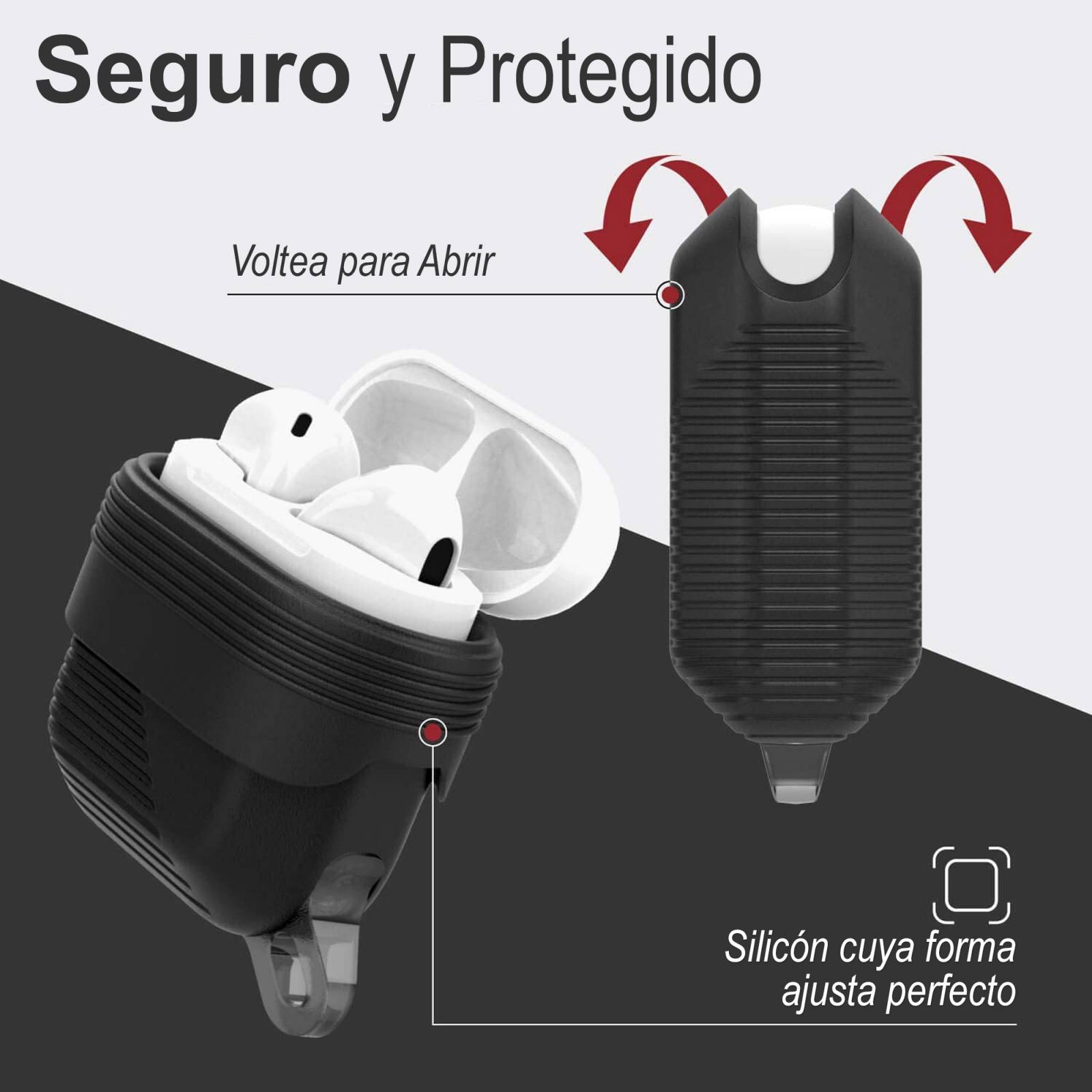 Funda Uso Rudo Raptic Radius Para AirPods 1 Y 2 Black.
