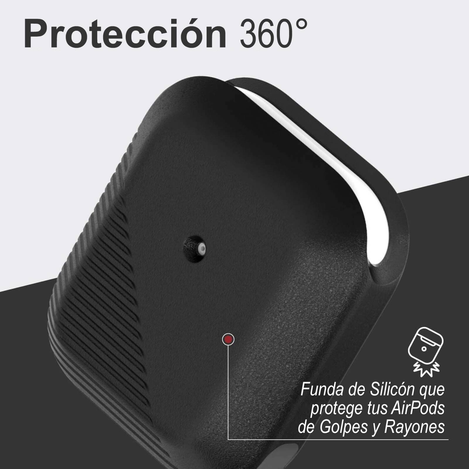 Funda Uso Rudo Raptic Radius Para AirPods 1 Y 2 Black.