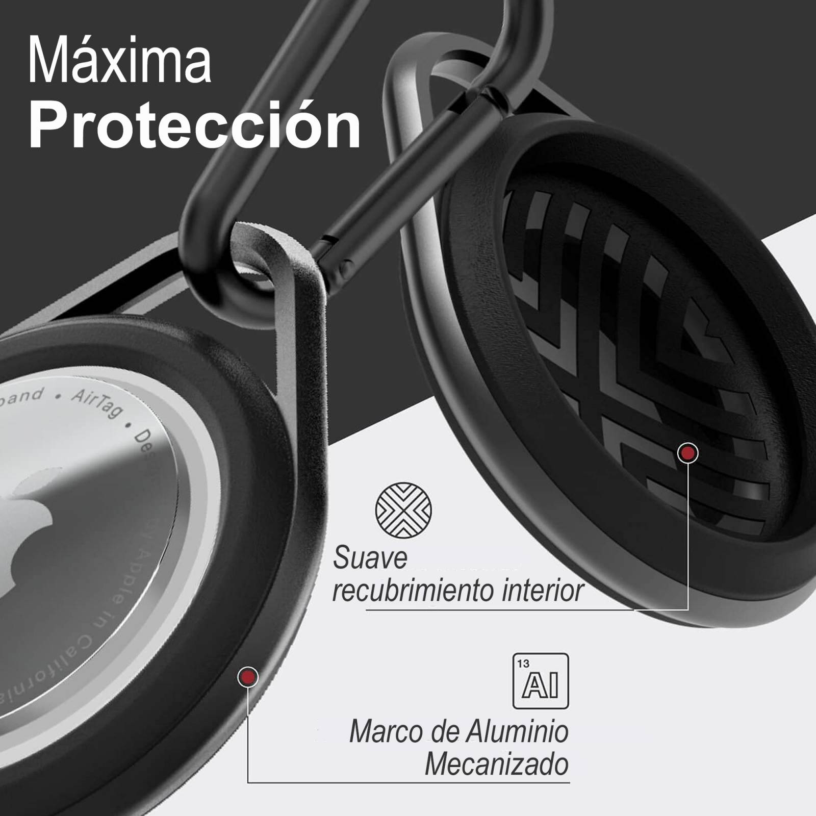 Funda Llavero Raptic Link Black Para Apple Air Tag