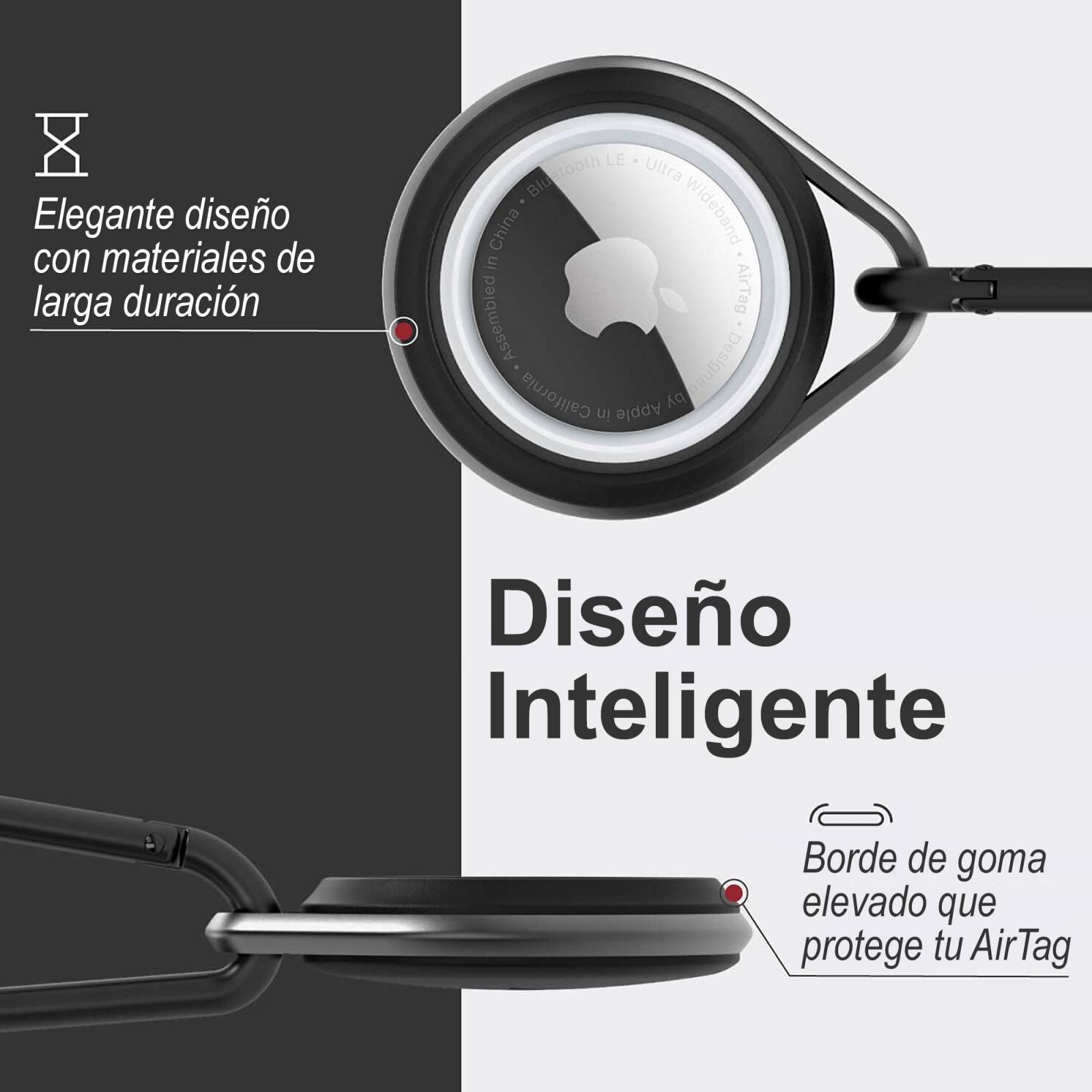 Funda Llavero Raptic Link Black Para Apple Air Tag