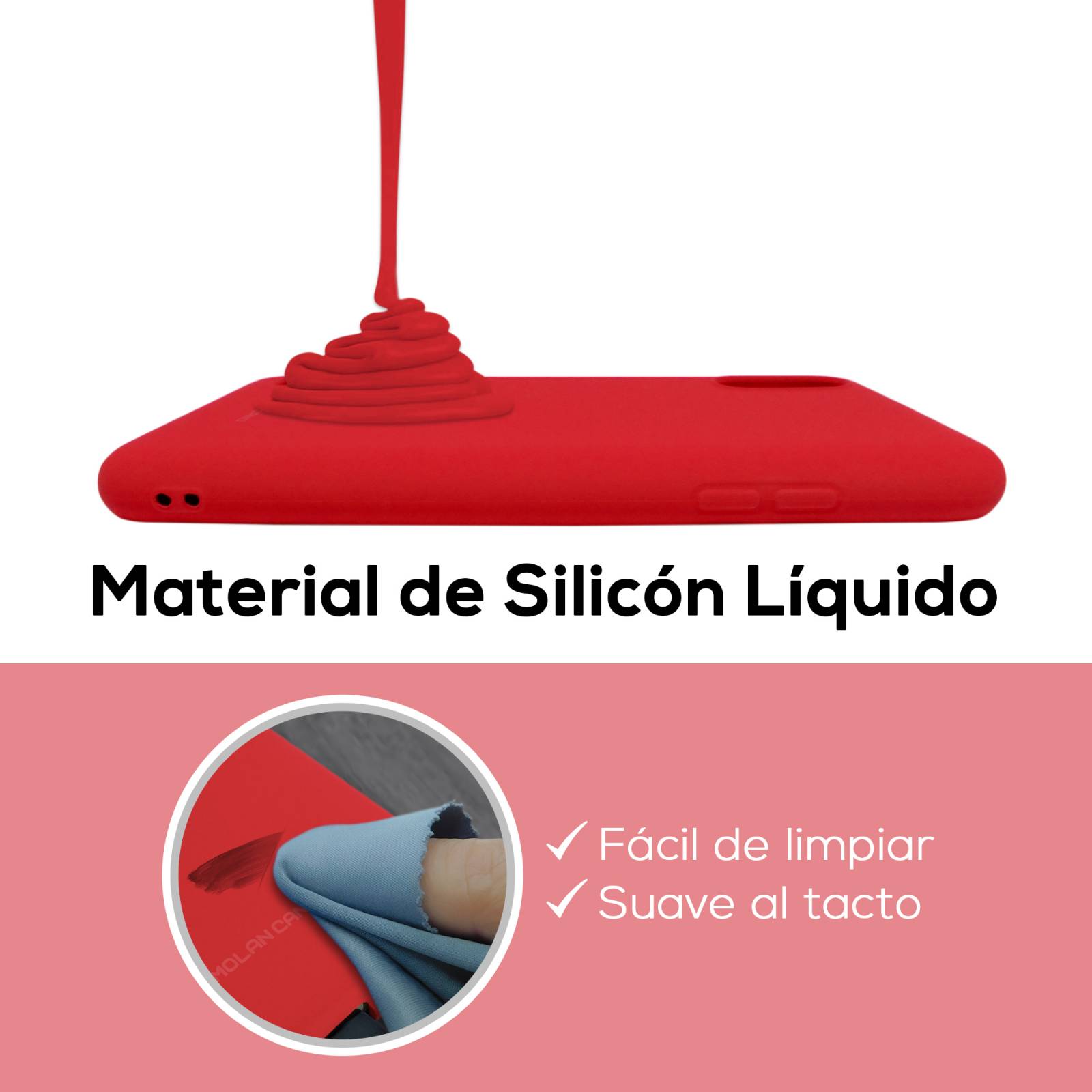 Funda De Silicón Suave Molan Cano Para Oppo Reno 7 5G Rojo