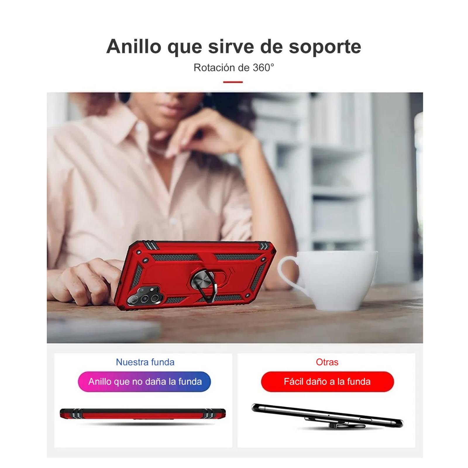 FUNDA Anillo USO RUDO ATTI Para HONOR X8 NEGRO