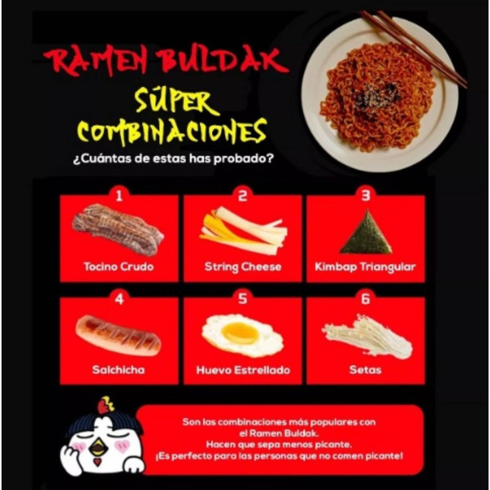 Sopa Instantáneo Ramen Coreana Picante Buldak Original 5 pzs