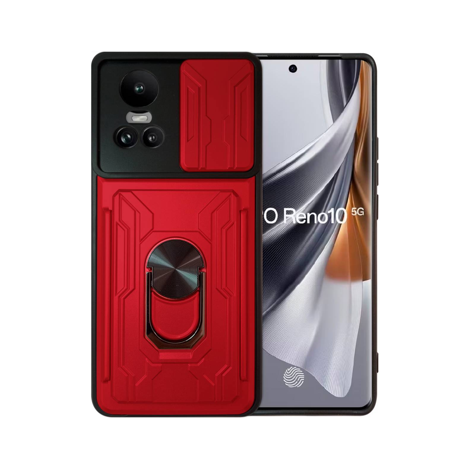 Funda Uso Rudo con Tarjetro y Anillo Card Slot Bumper Para Oppo Reno 10 5G