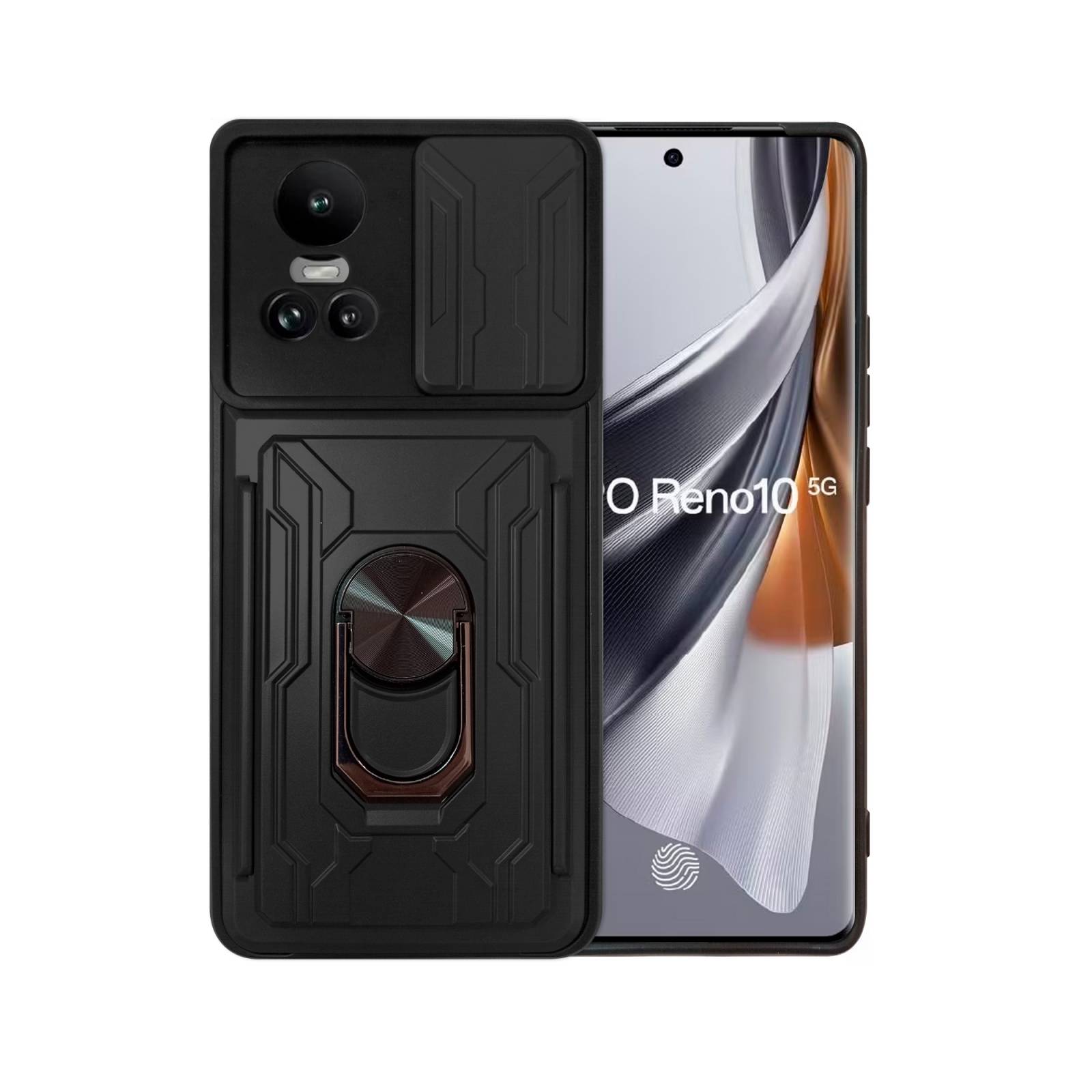 Funda Uso Rudo con Tarjetro y Anillo Card Slot Bumper Para Oppo Reno 10 5G