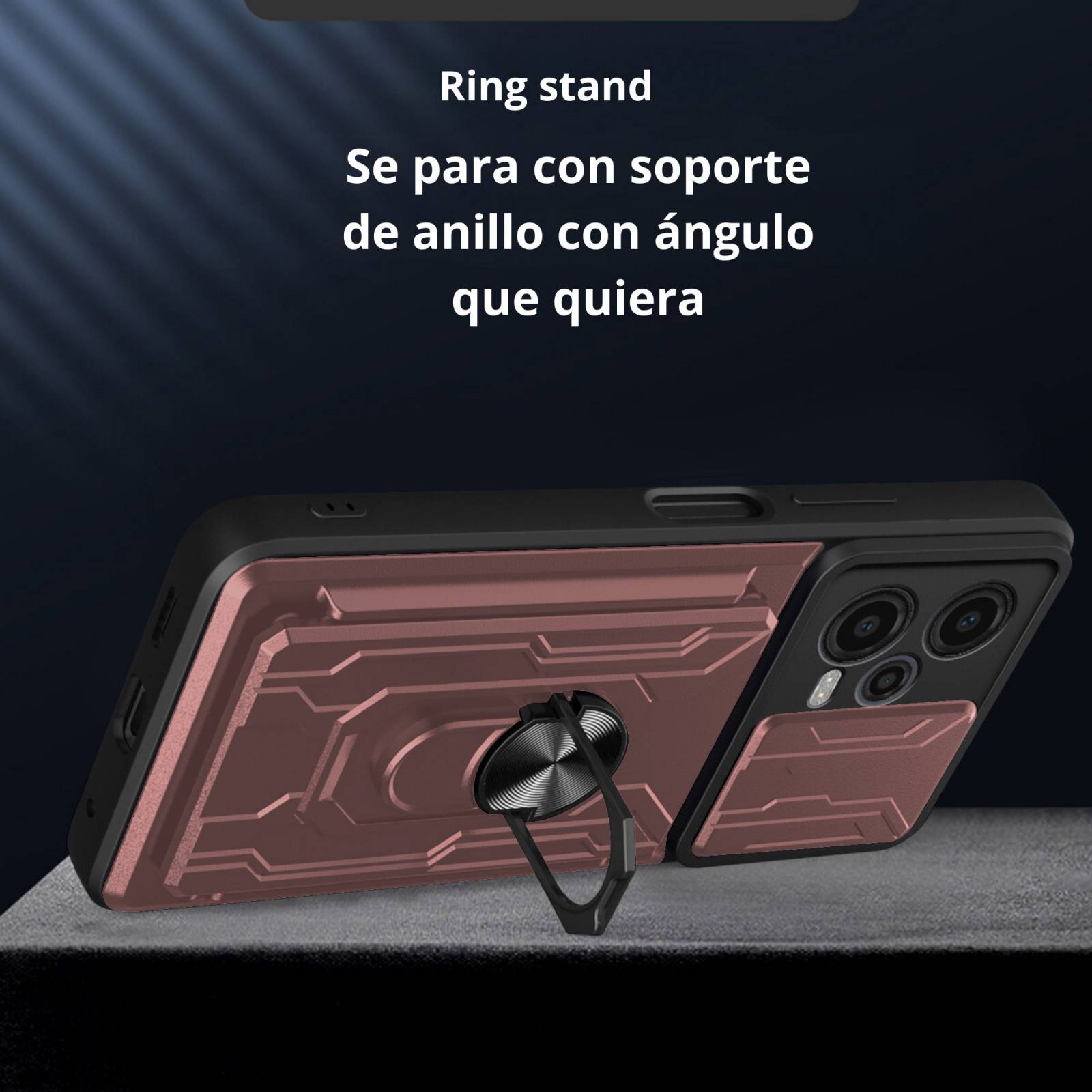 Funda Uso Rudo con Tarjetro y Anillo Card Slot Bumper Para Oppo Reno 10 5G