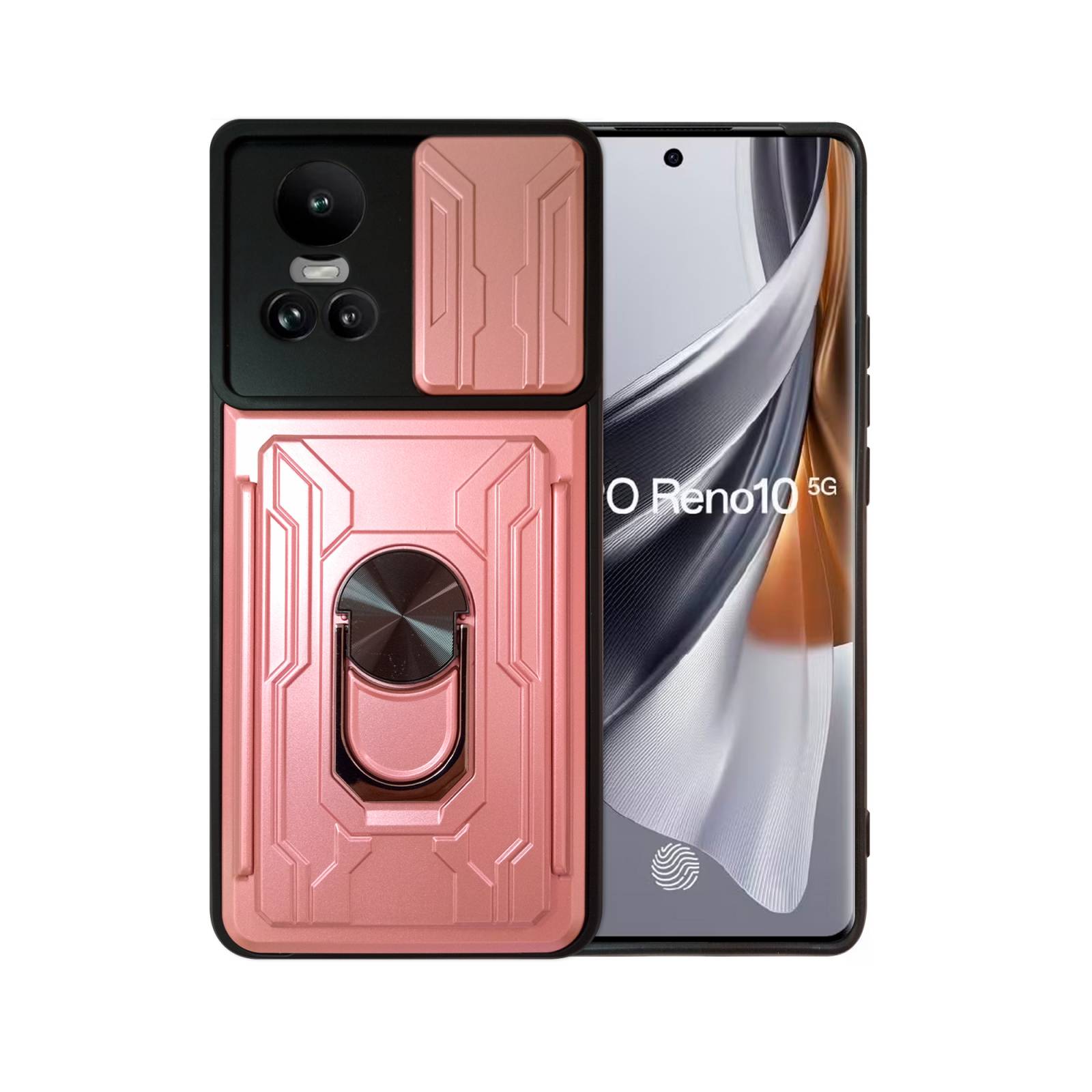 Funda Uso Rudo con Tarjetro y Anillo Card Slot Bumper Para Oppo A78
