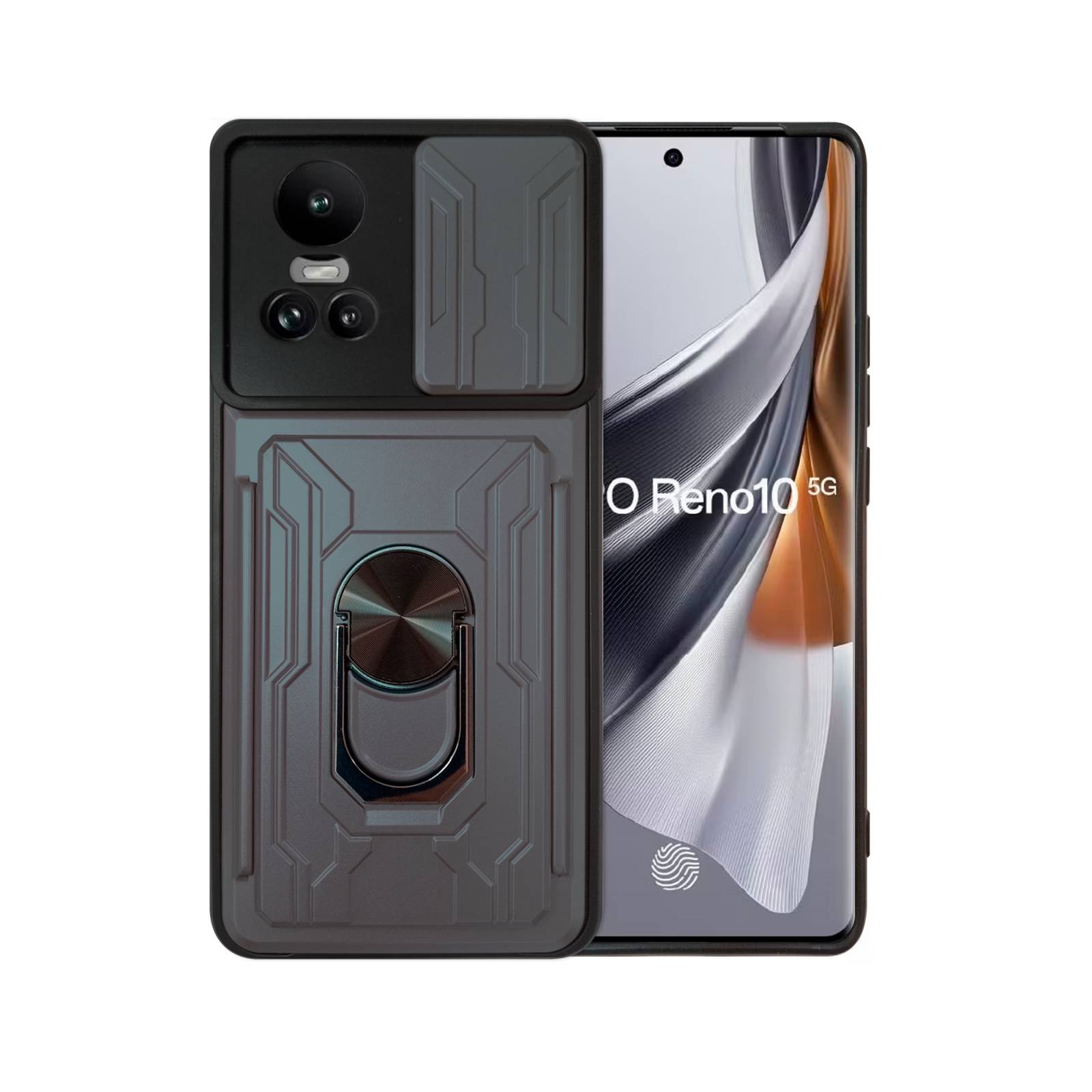 Funda Uso Rudo con Tarjetro y Anillo Card Slot Bumper Para Oppo A78