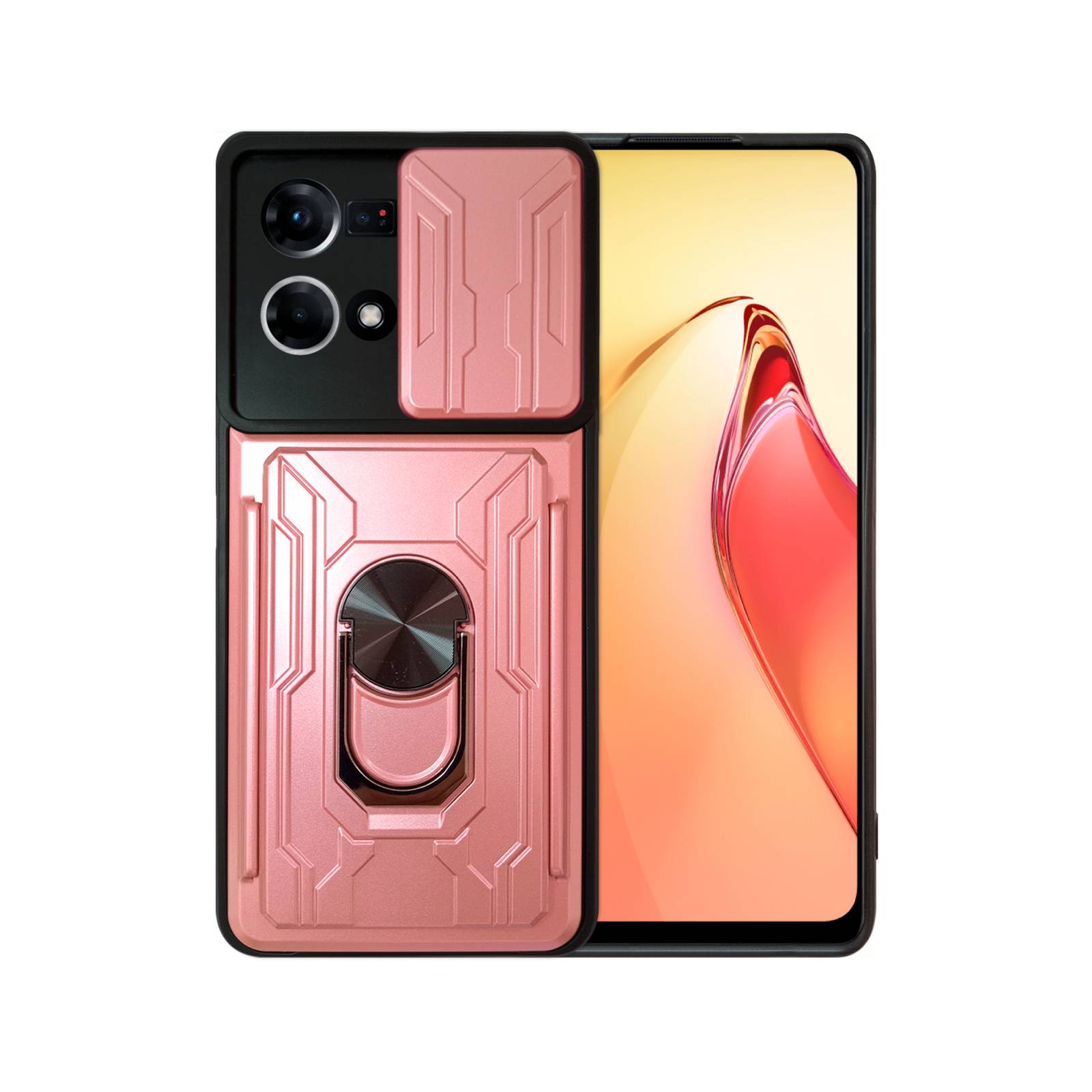 Funda con Anillo y Tarjetero Card Slot Bumper para Oppo Reno 7 4G