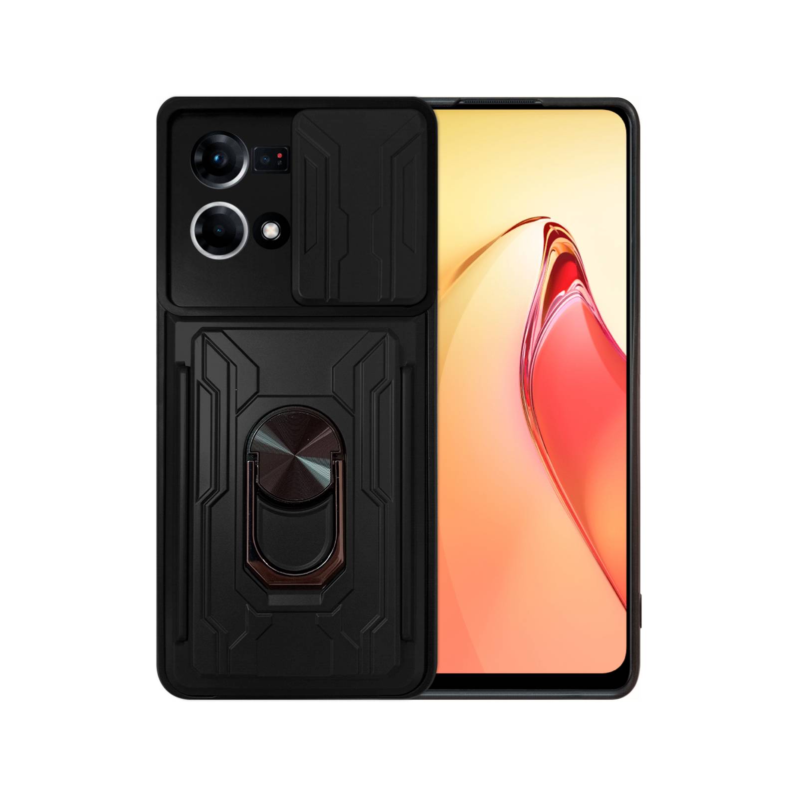 Funda con Anillo y Tarjetero Card Slot Bumper para Oppo Reno 7 4G