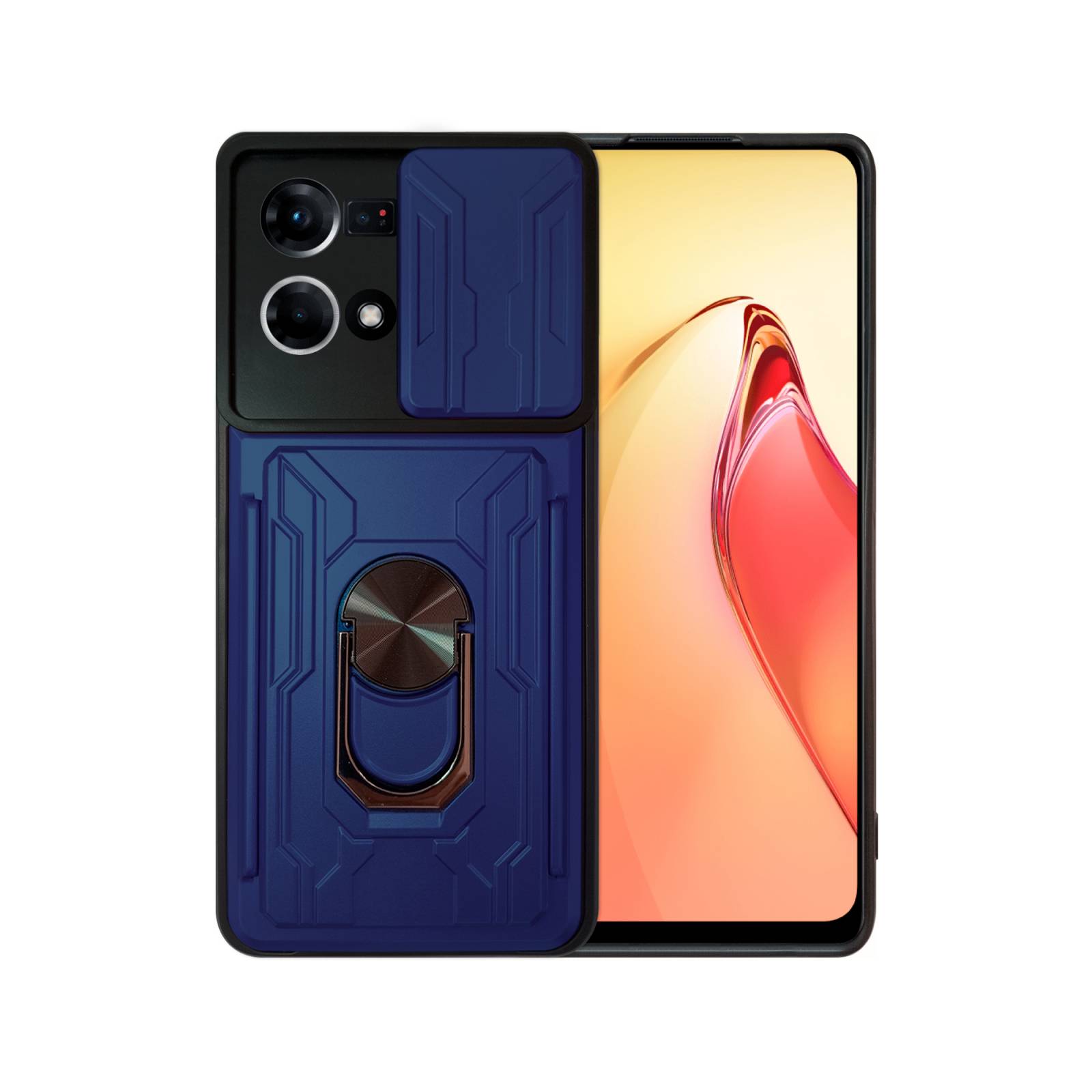 Funda con Anillo y Tarjetero Card Slot Bumper para Oppo Reno 7 4G