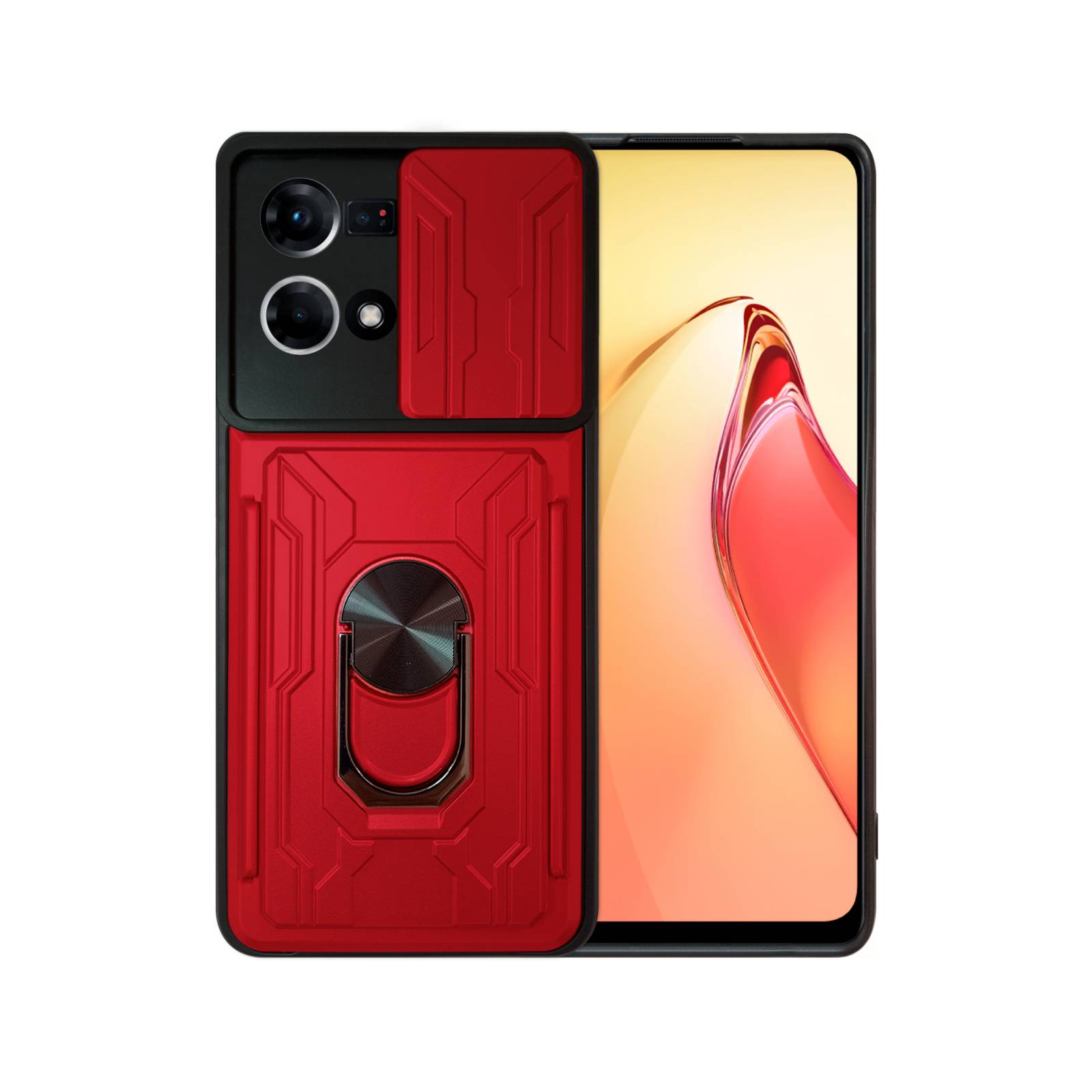 Funda con Anillo y Tarjetero Card Slot Bumper para Oppo Reno 7 4G