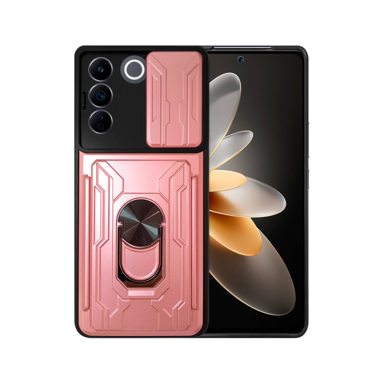 Funda con Anillo y Tarjetero Card Slot Bumper para Vivo V25e 5G/ V27e 4G