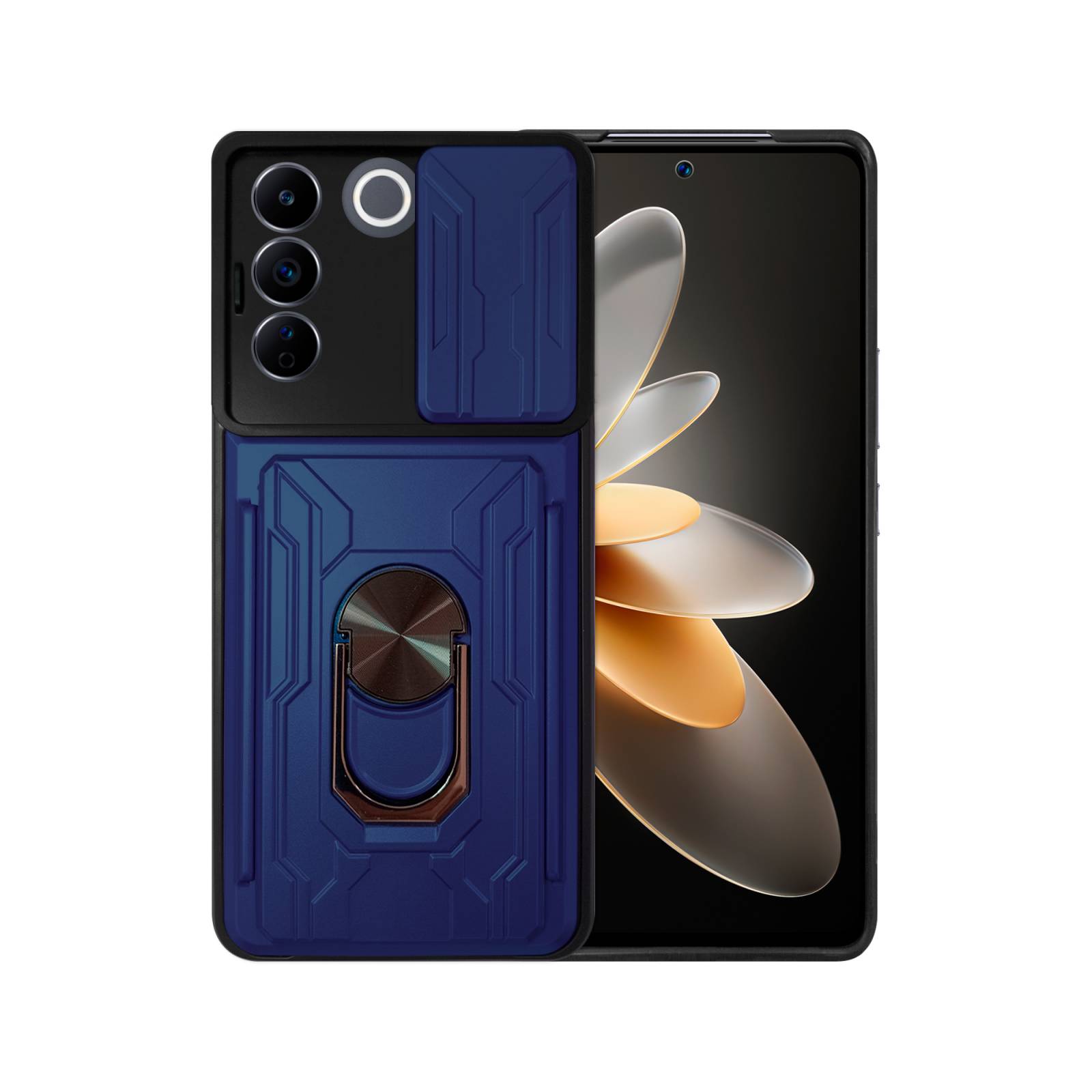 Funda con Anillo y Tarjetero Card Slot Bumper para Vivo V25e 5G/ V27e 4G