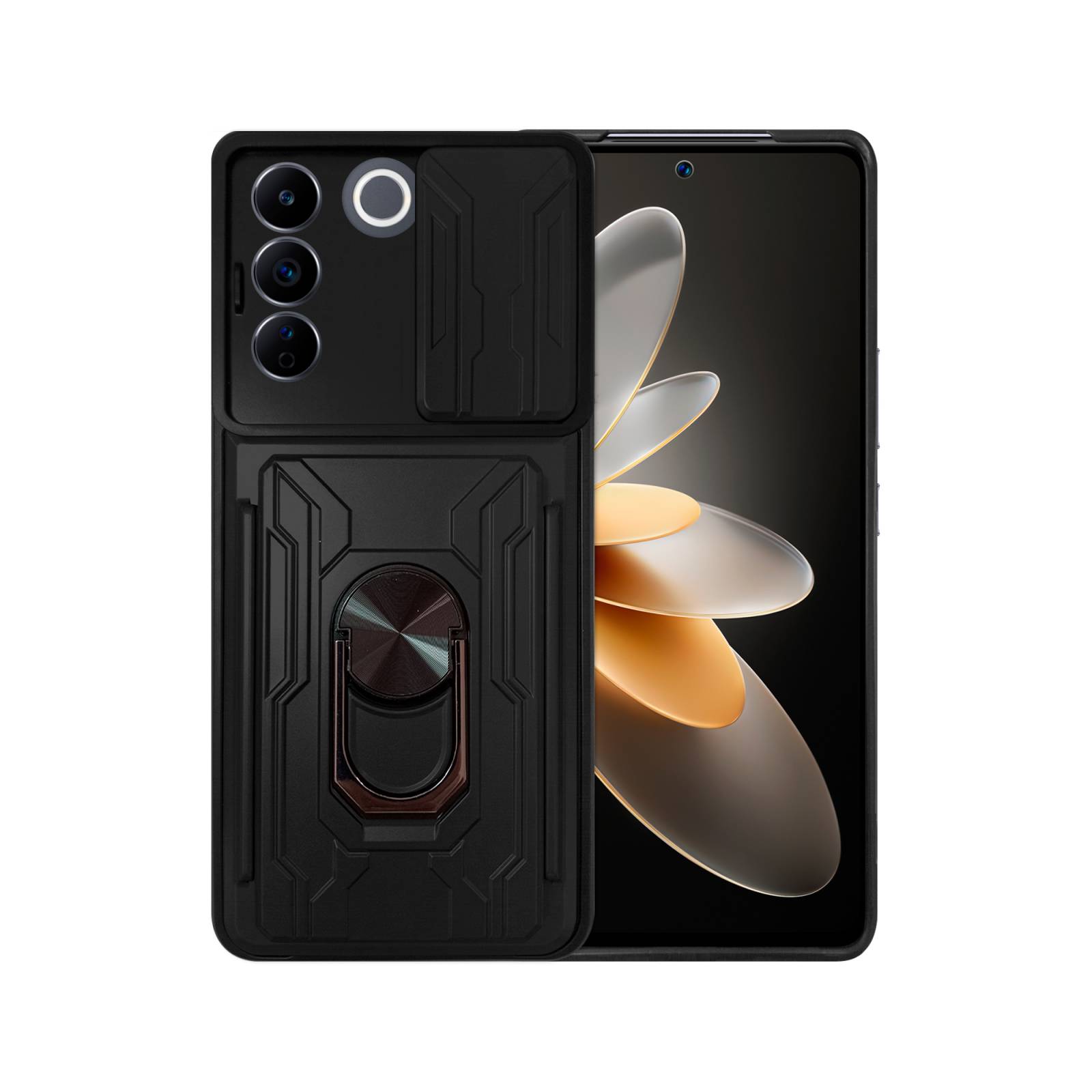 Funda con Anillo y Tarjetero Card Slot Bumper para Vivo V25e 5G/ V27e 4G