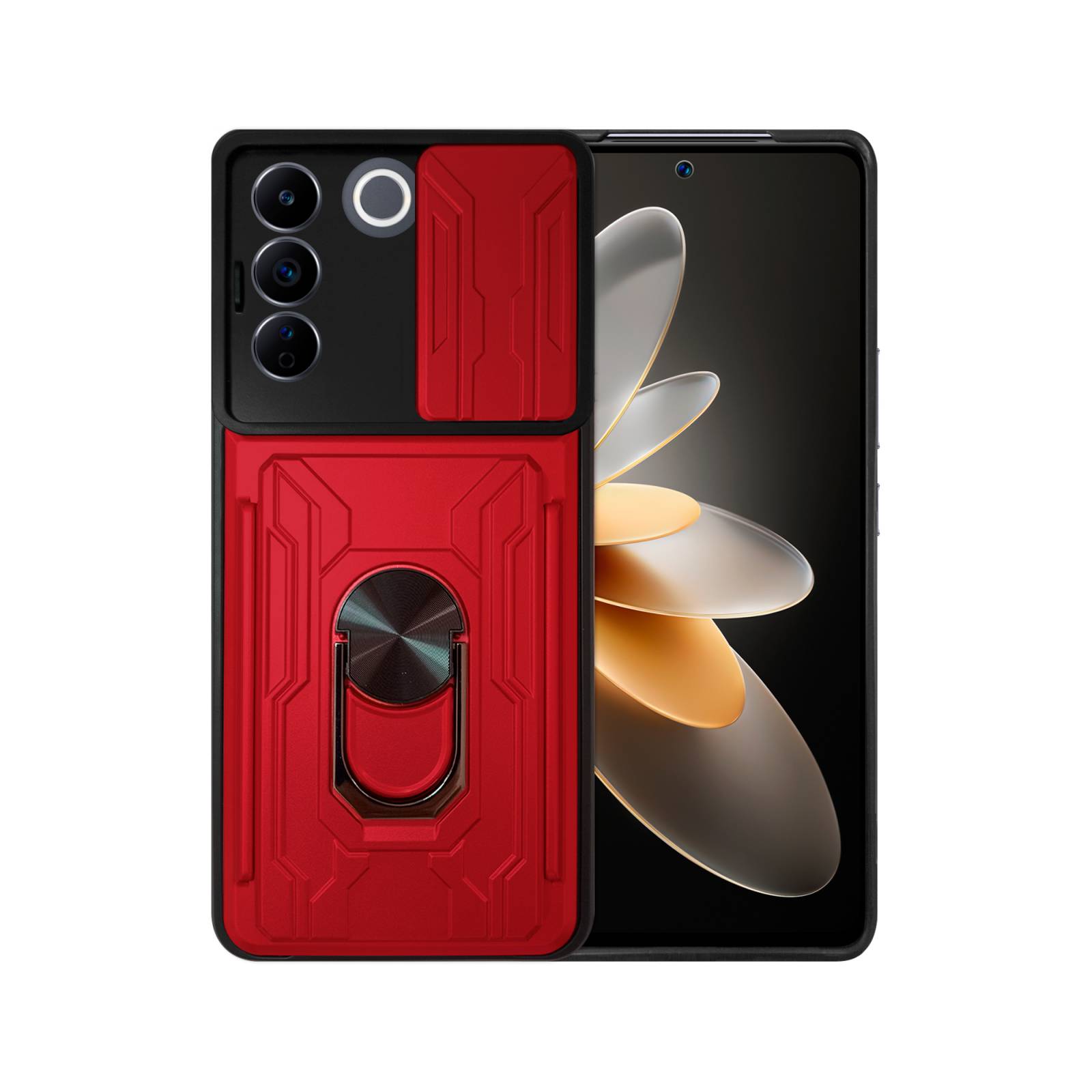 Funda con Anillo y Tarjetero Card Slot Bumper para Vivo V25e 5G/ V27e 4G