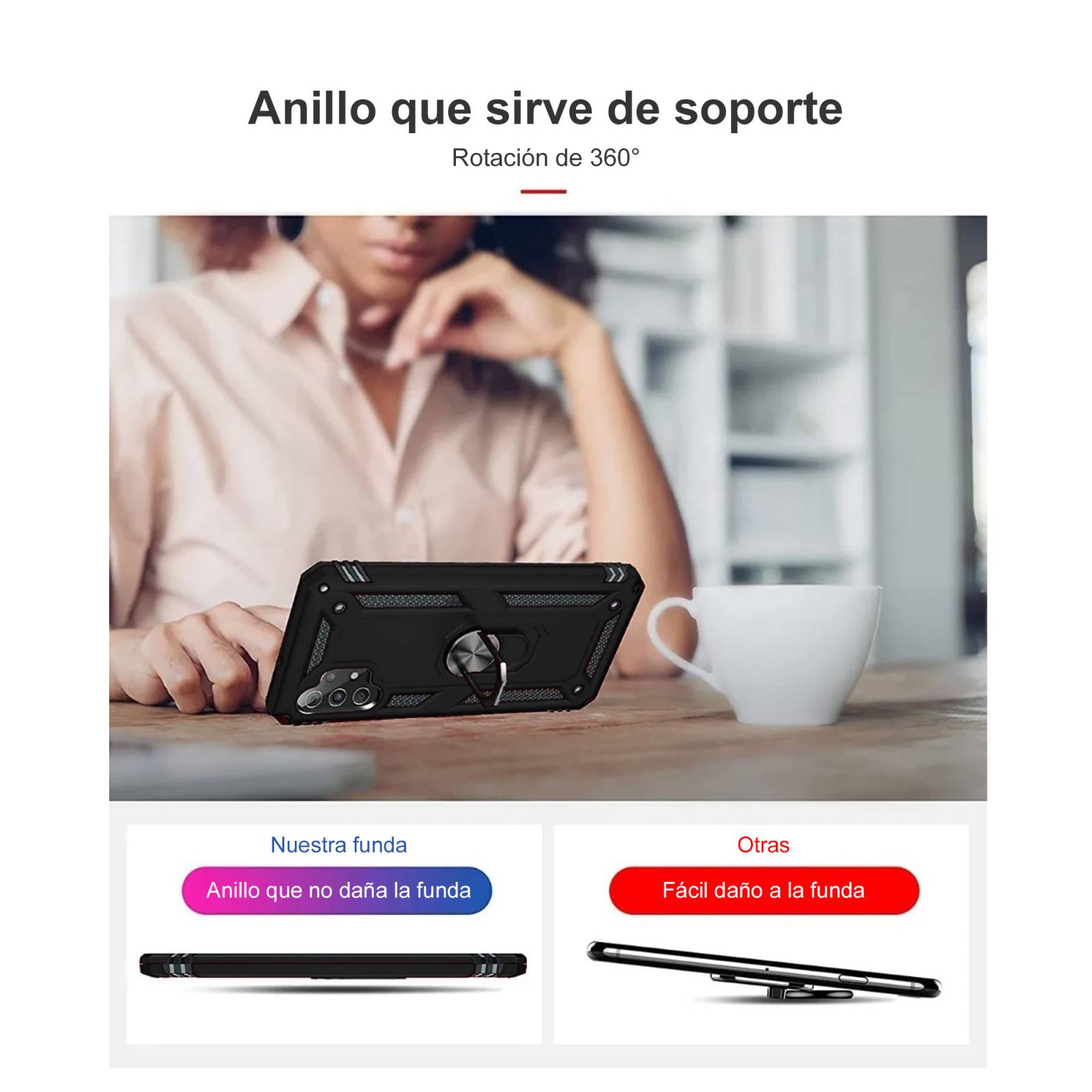 Funda Uso Rudo Con Anillo Capitán Para Vivo V25e
