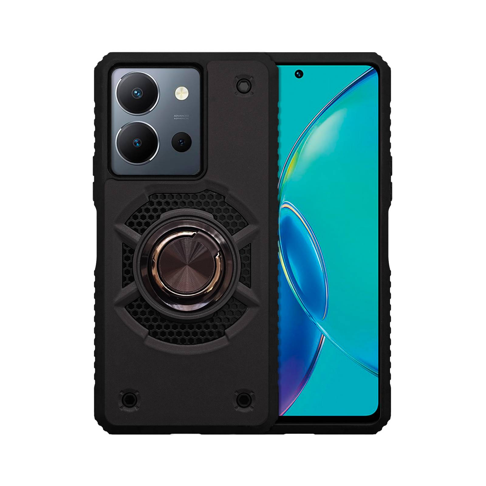 Funda Escudo Uso Rudo Con Anillo Para Vivo Y36