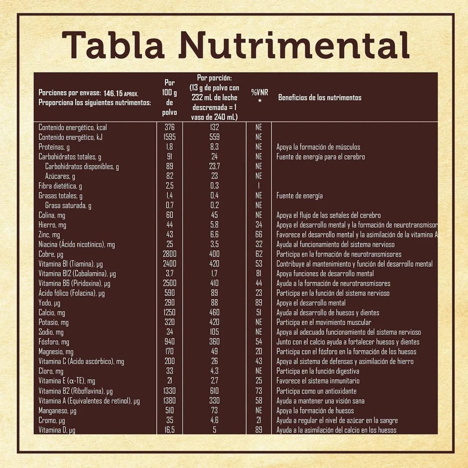 Chocolate En Polvo Cal C Tose Nutrientes Minerales 1900 g