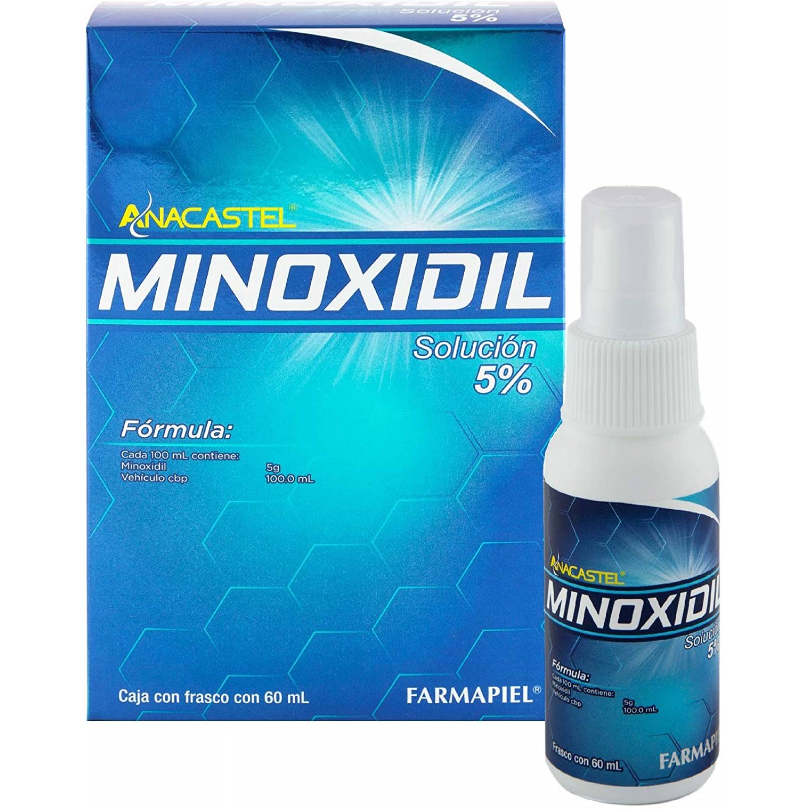 Minoxidil 5% Solución Caída Del Cabello 60 Ml