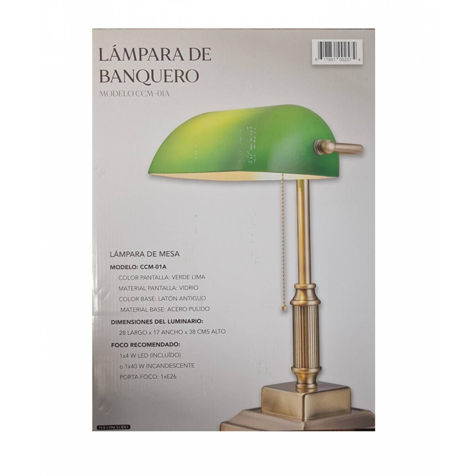Lámpara de banquero con pantalla LED color verde