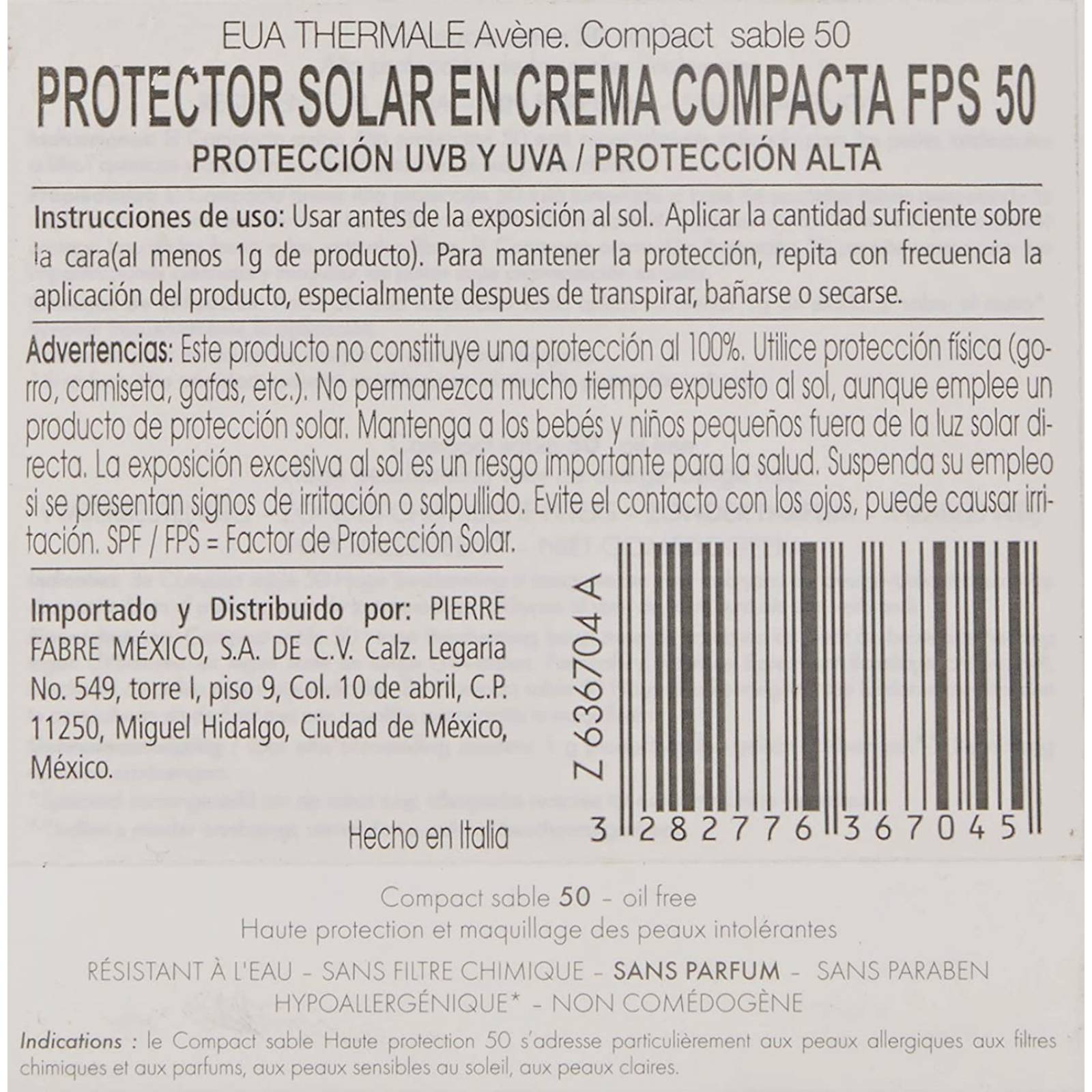 Avene bloqueador solar compacto arena fps 50 avene