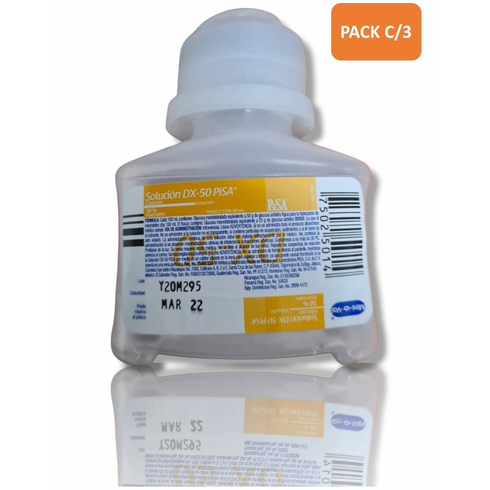 Solución Dextrosa 50% 50ML Flexoval - PISA pack c/3