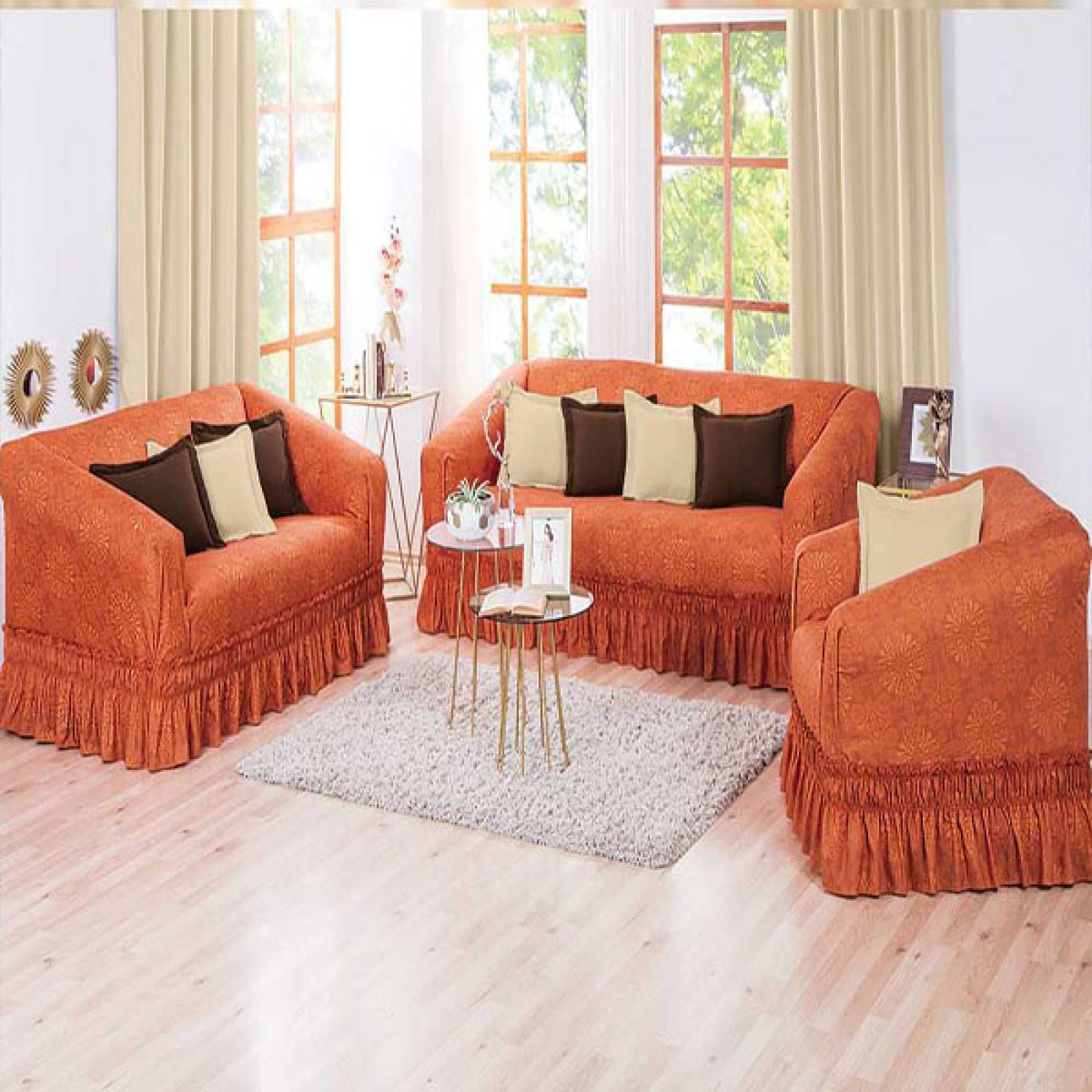 Cubresalas | Fundas Para Sillones | Juego Completo Naranja