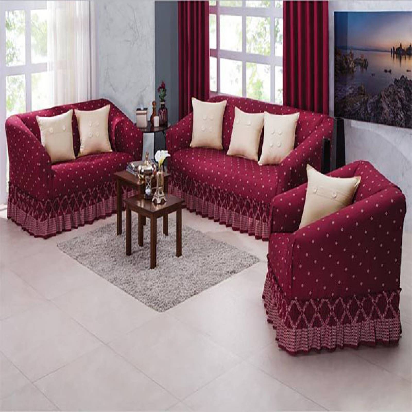 Cubresalas | Fundas Para Sillones | Juego Completo Vino