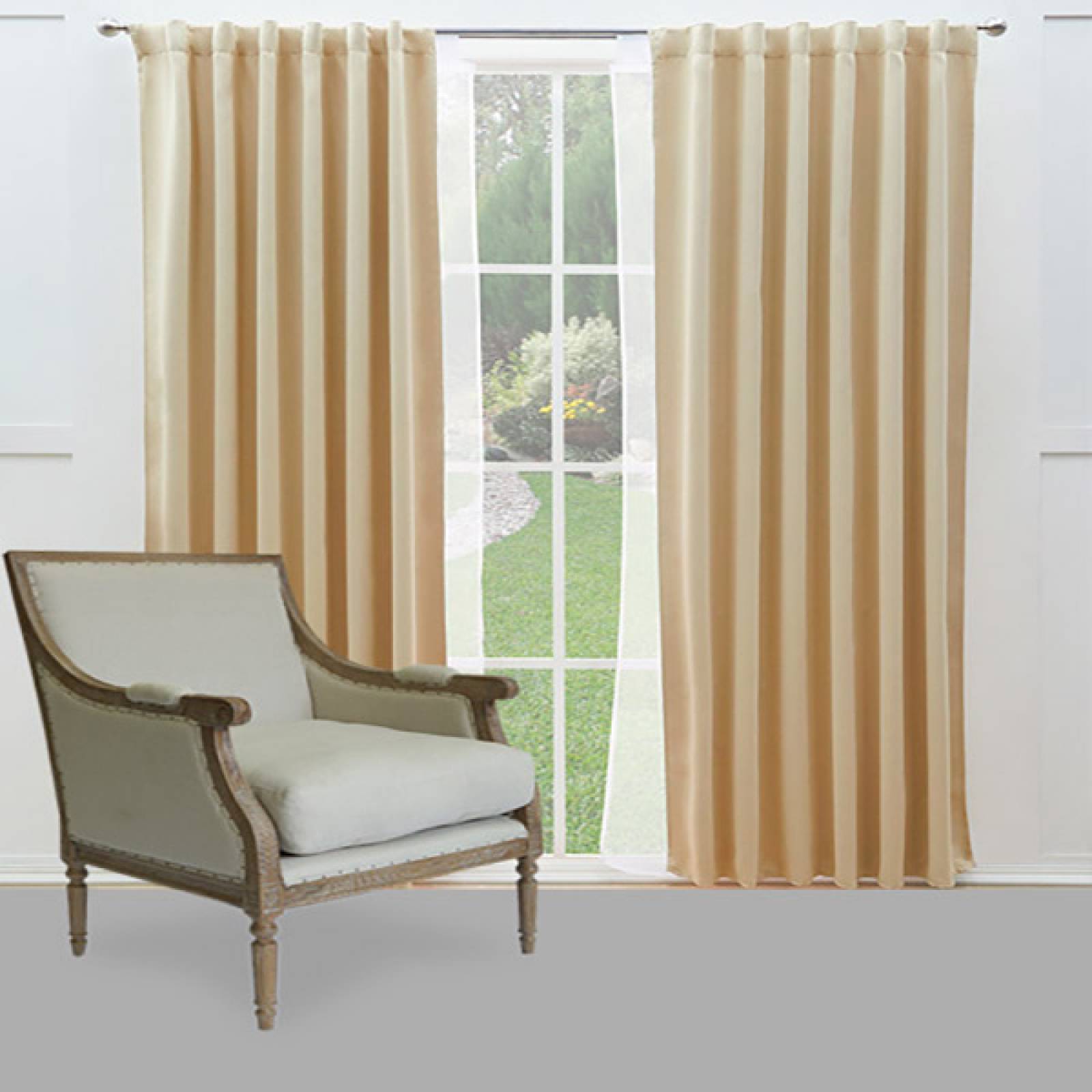 Set De Cortinas Para Sala | Cortinas Blackout Beige + Traslúcidas + Cortinero