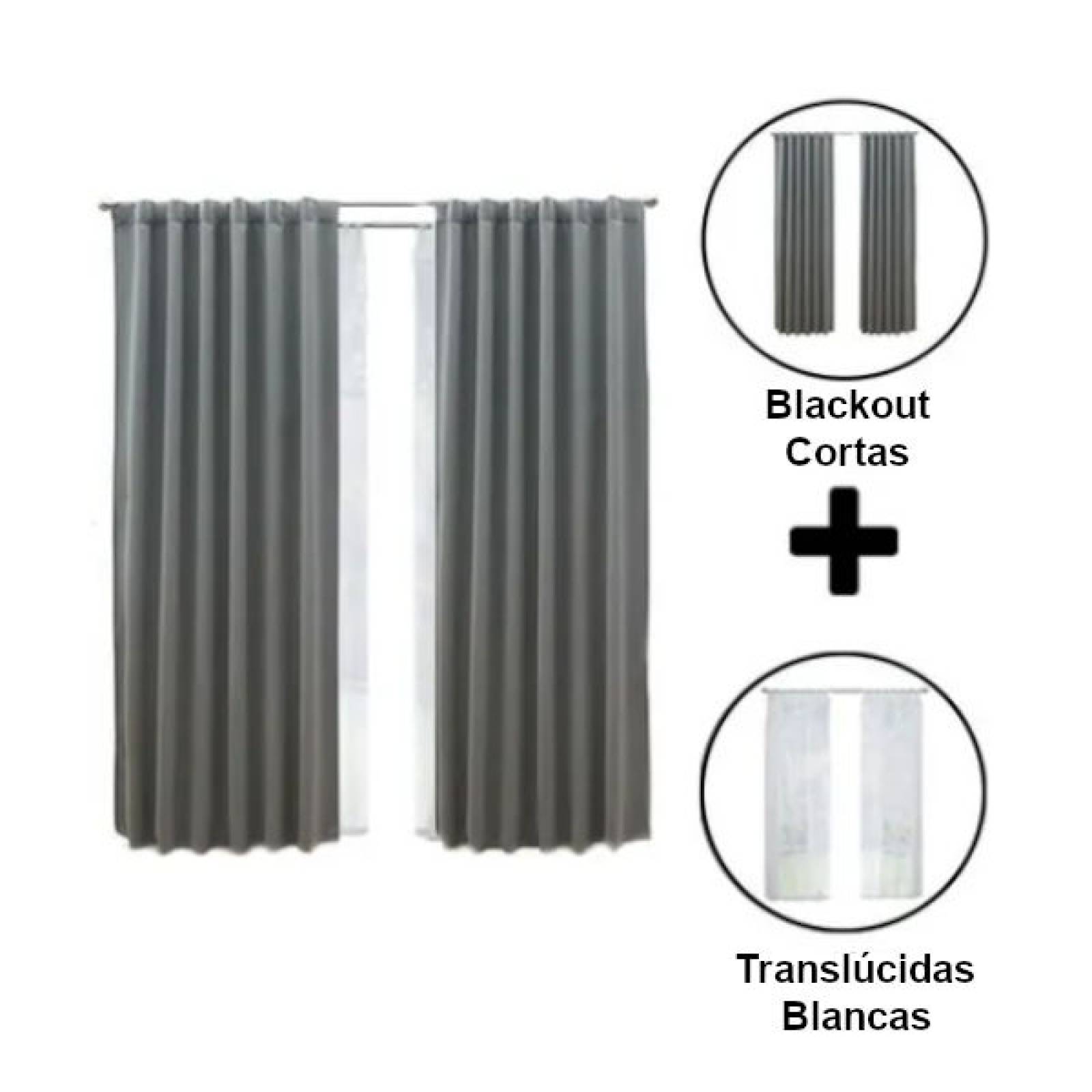 Set De Cortinas Para Recámara | Cortinas Blackout Grises + Traslúcidas