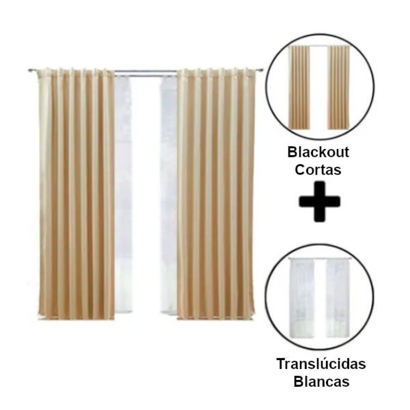 Set De Cortinas Para Recámara | Cortinas Blackout Beige + Traslúcidas