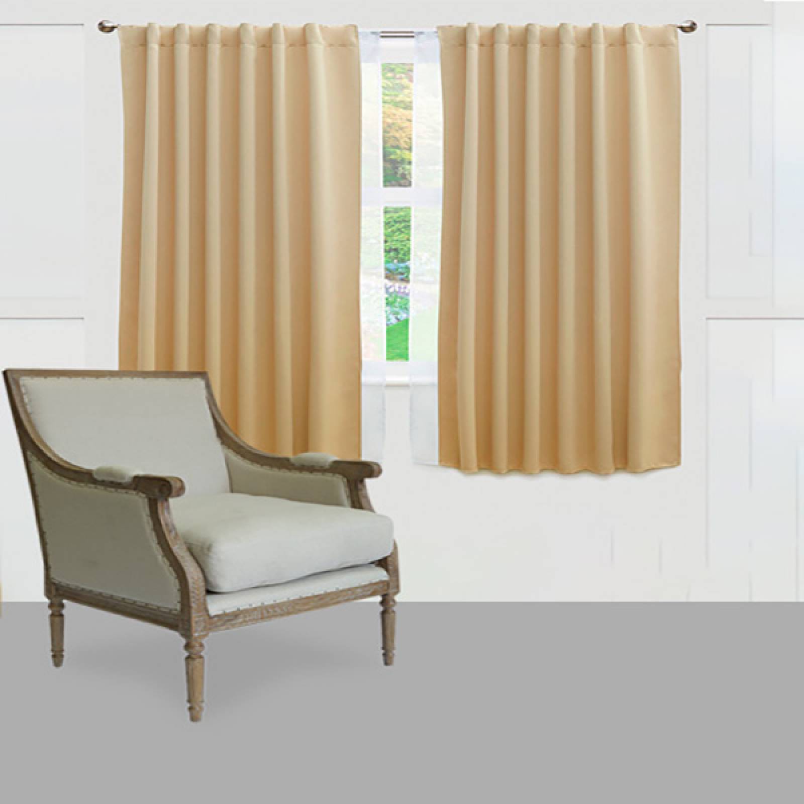 Set De Cortinas Para Recámara | Cortinas Blackout Beige + Traslúcidas