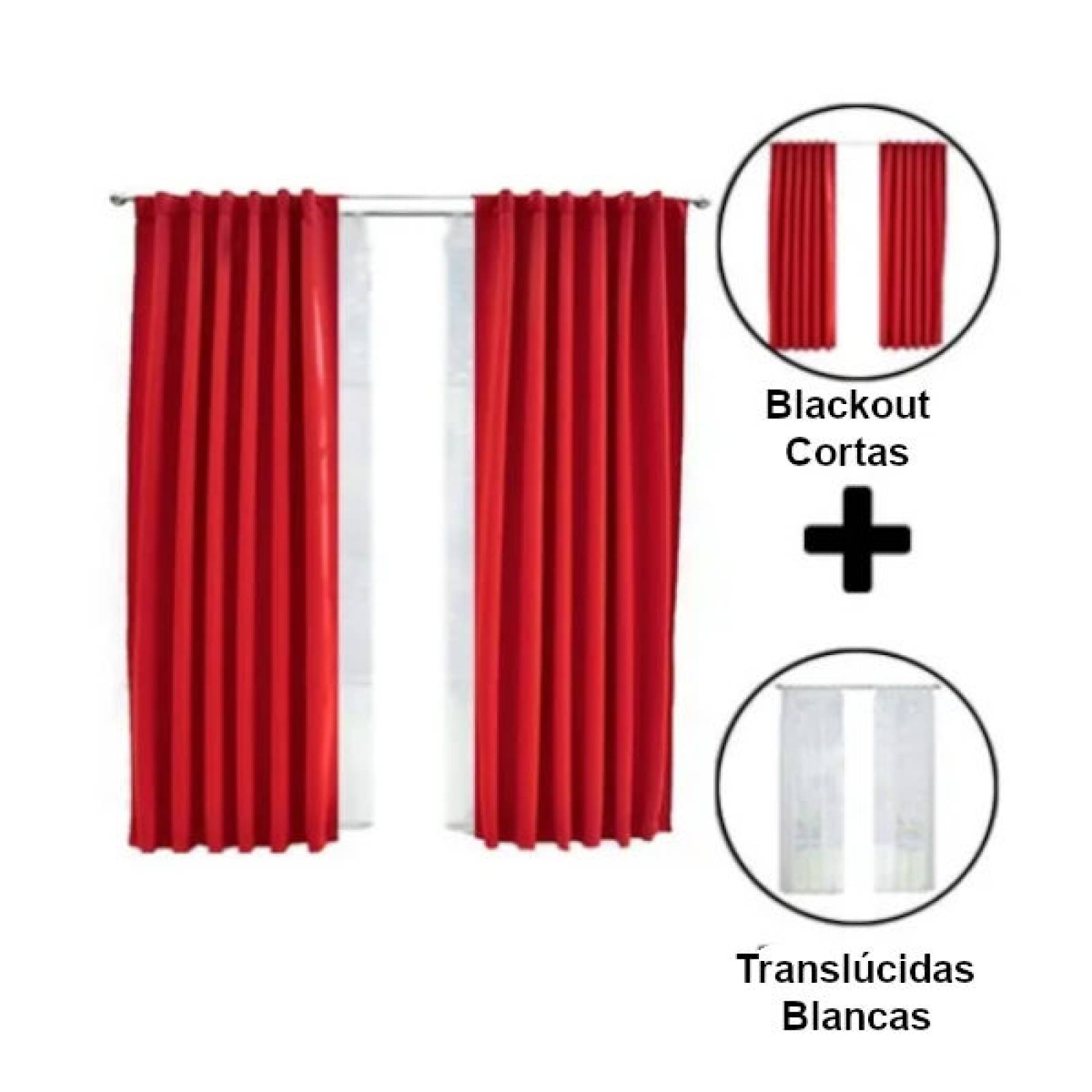 Set De Cortinas Para Recámara | Cortinas Blackout Rojas + Traslúcidas