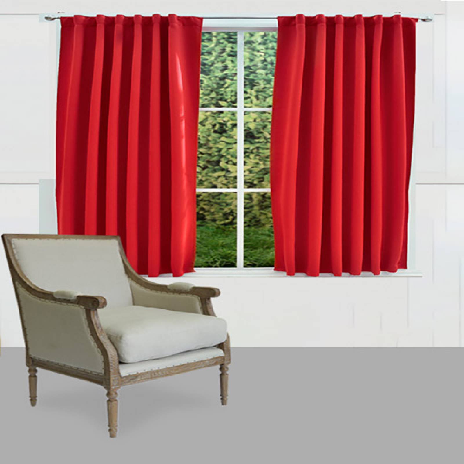 Set De Cortinas Para Recámara | Cortinas Blackout Rojas + Traslúcidas
