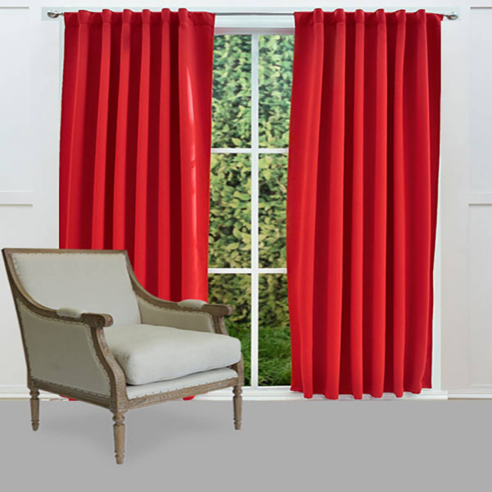 Set De Cortinas Para Sala | Cortinas Blackout Rojas + Traslúcidas