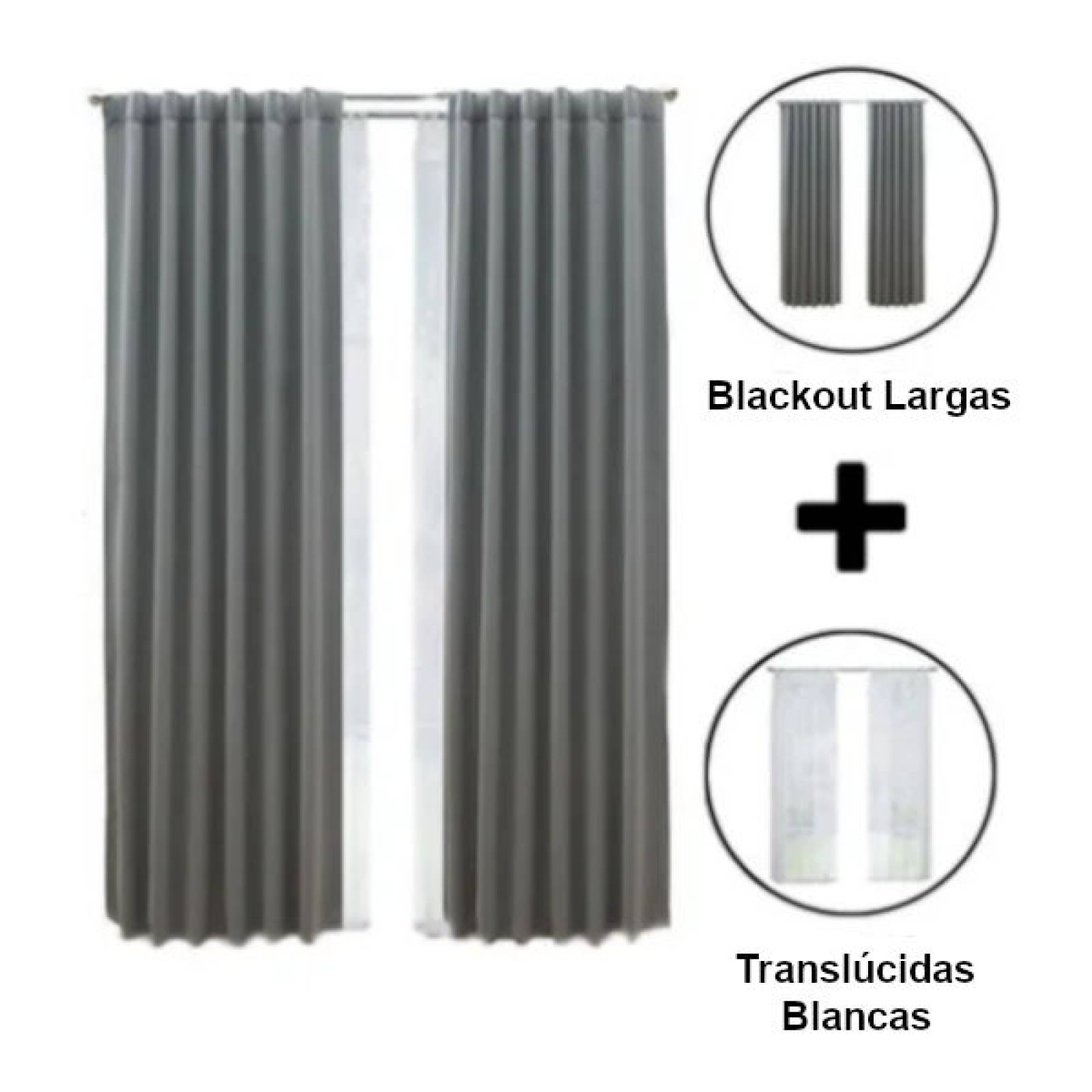 Set De Cortinas Para Sala | Cortinas Blackout Grises + Traslúcidas