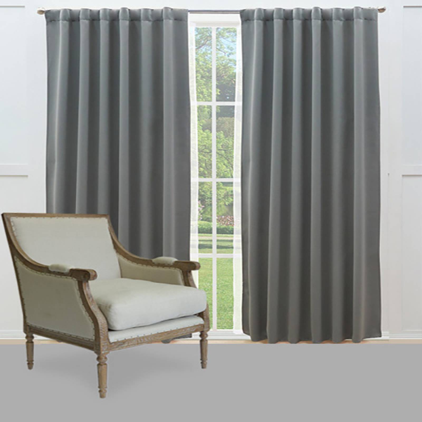 Set De Cortinas Para Sala | Cortinas Blackout Grises + Traslúcidas