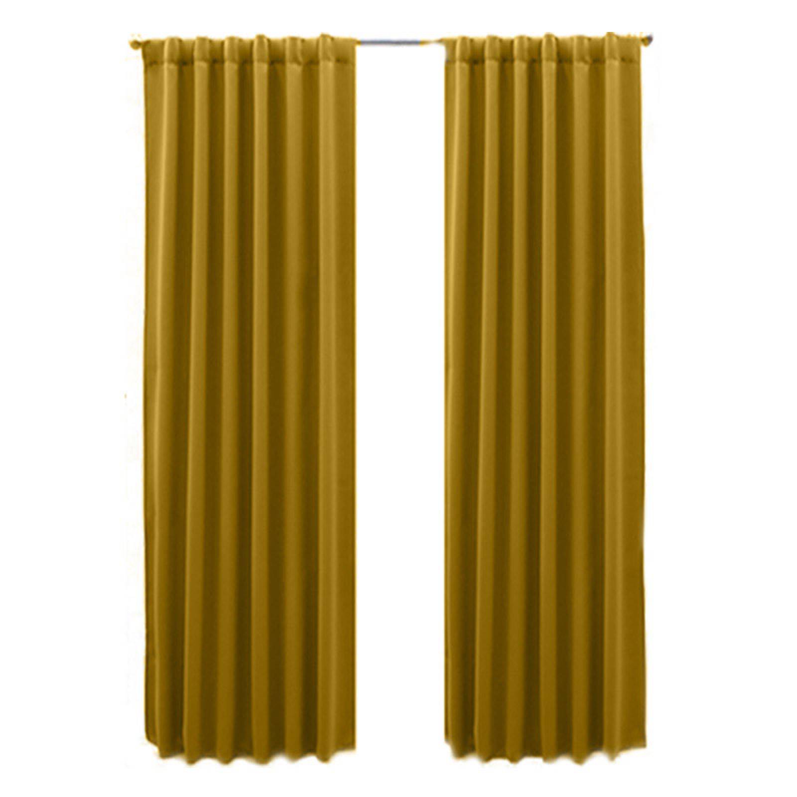 Set De Cortinas Para Sala | Cortinas Blackout Mostaza + Traslúcidas