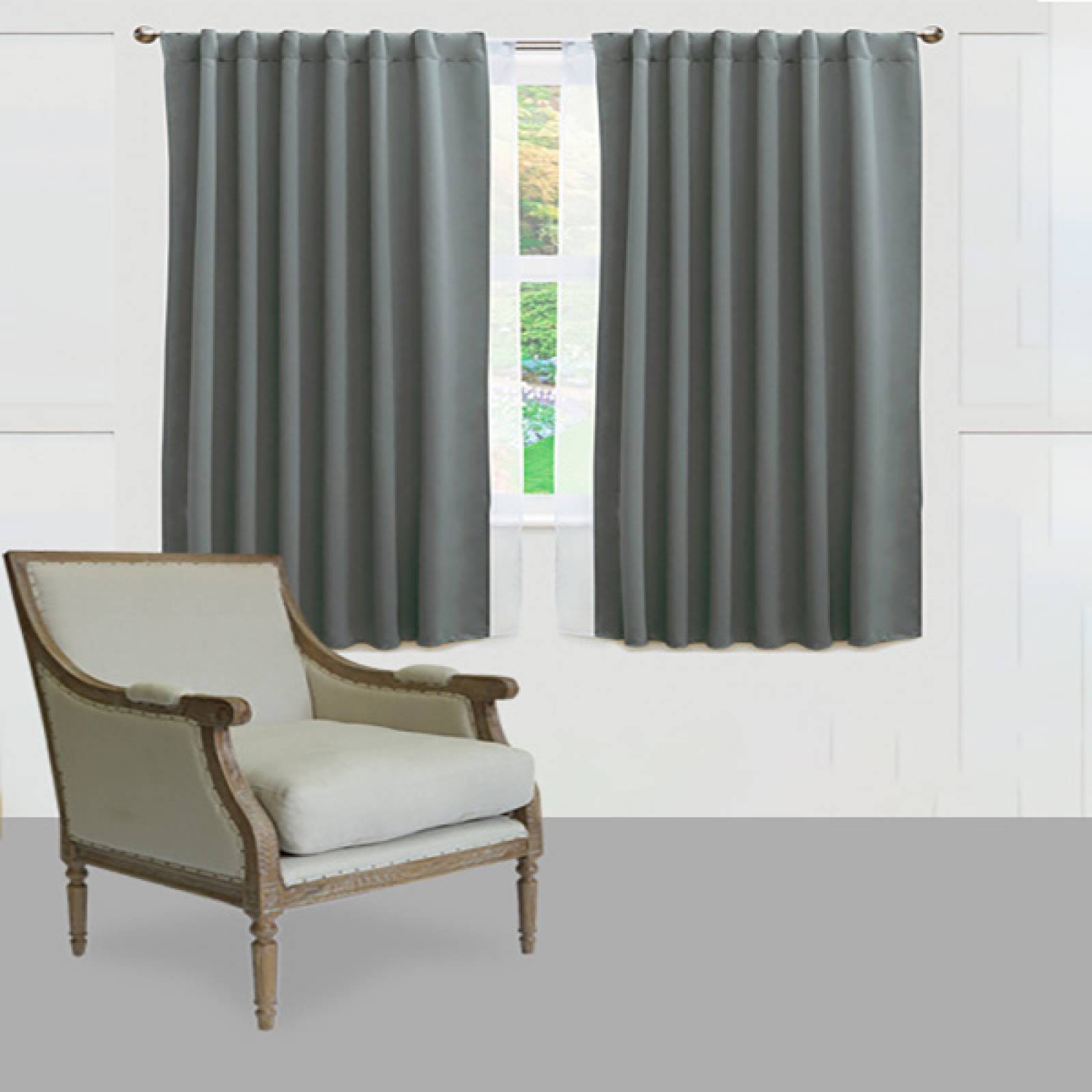 Set De Cortinas Para Recámara | Cortinas Blackout Grises + Cortinero