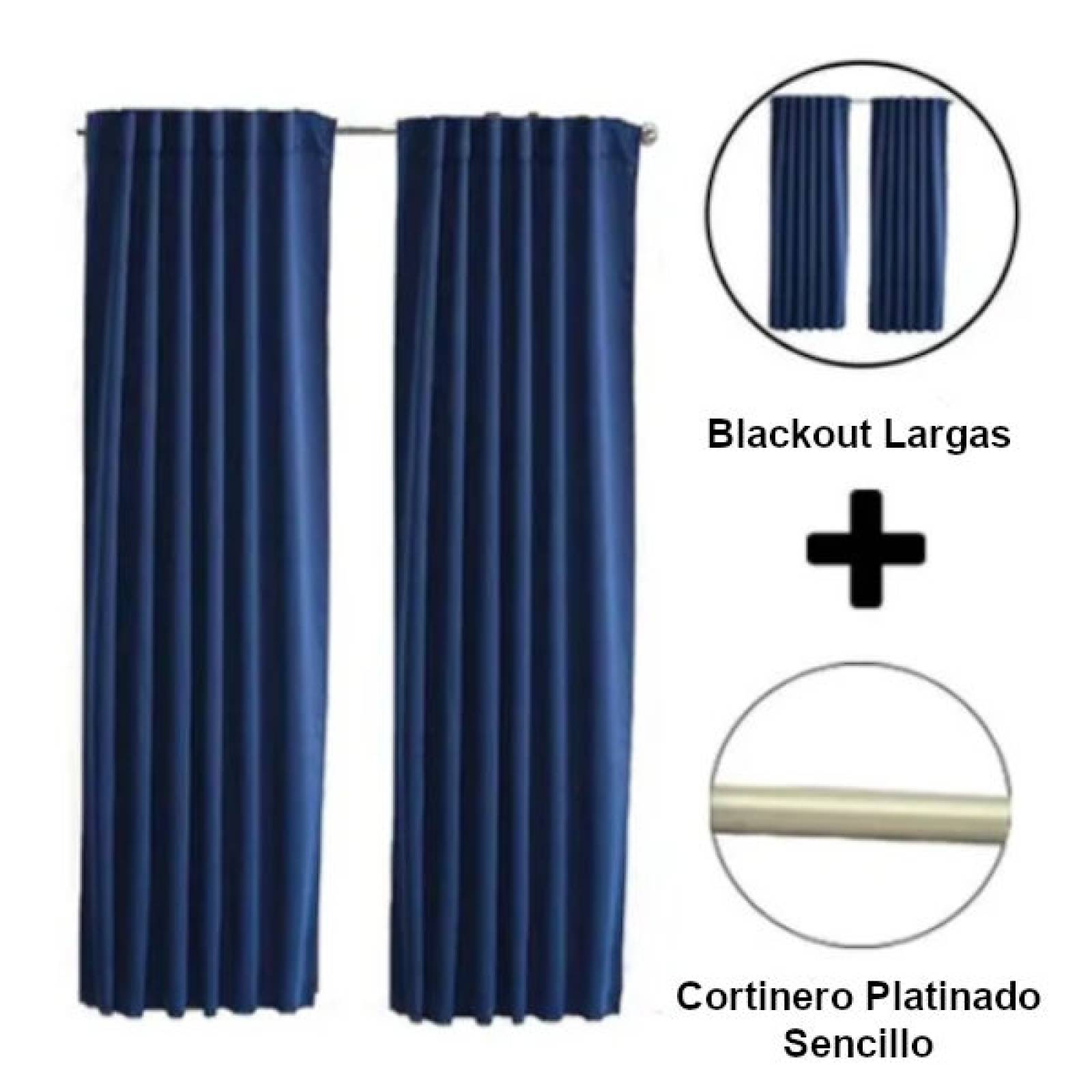 Set De Cortinas Para Sala | Cortinas Blackout Azules + Cortinero