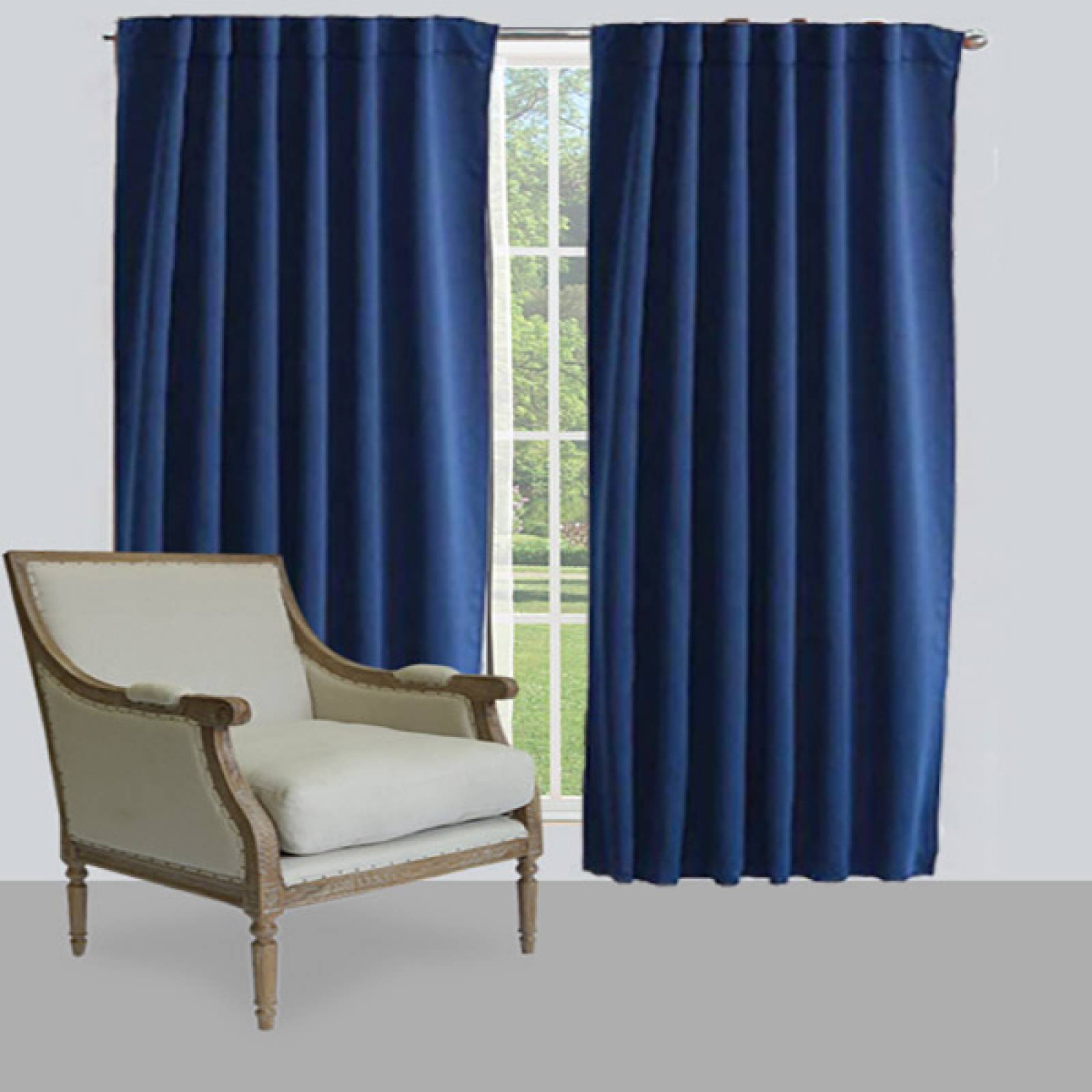 Set De Cortinas Para Sala | Cortinas Blackout Azules + Cortinero