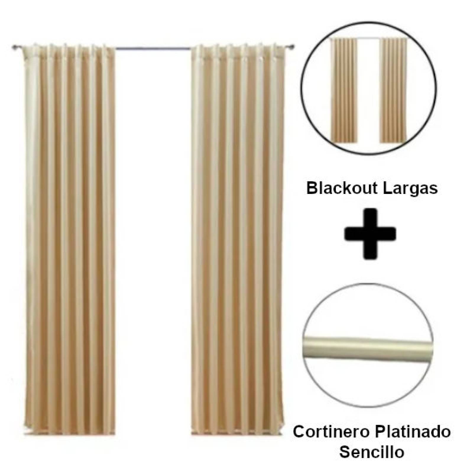 Set De Cortinas Para Sala | Cortinas Blackout Beige + Cortinero