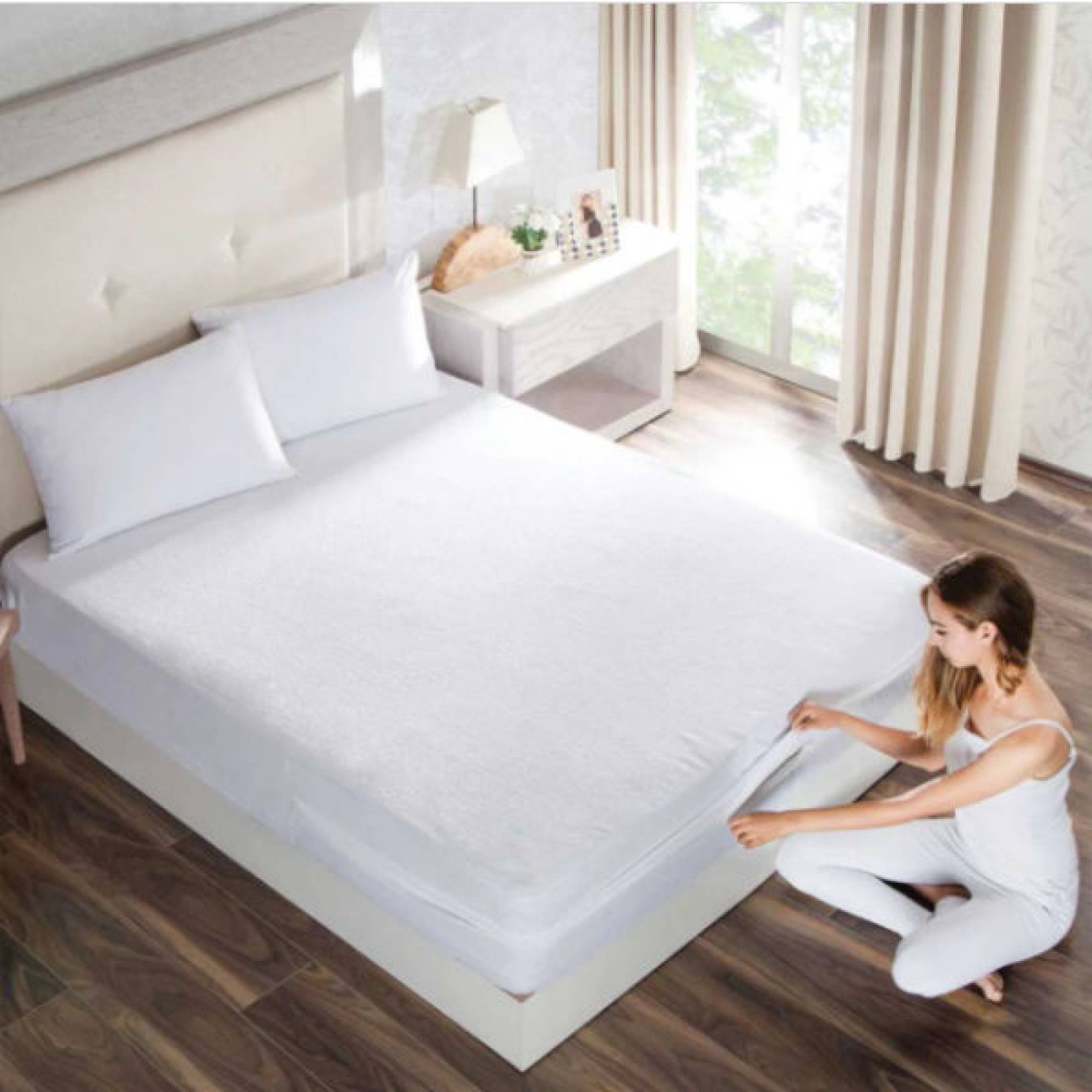 DESC Protector de Colchón Matrimonial Doble Cara | Cubre colchón Impermeable y Antibacterial