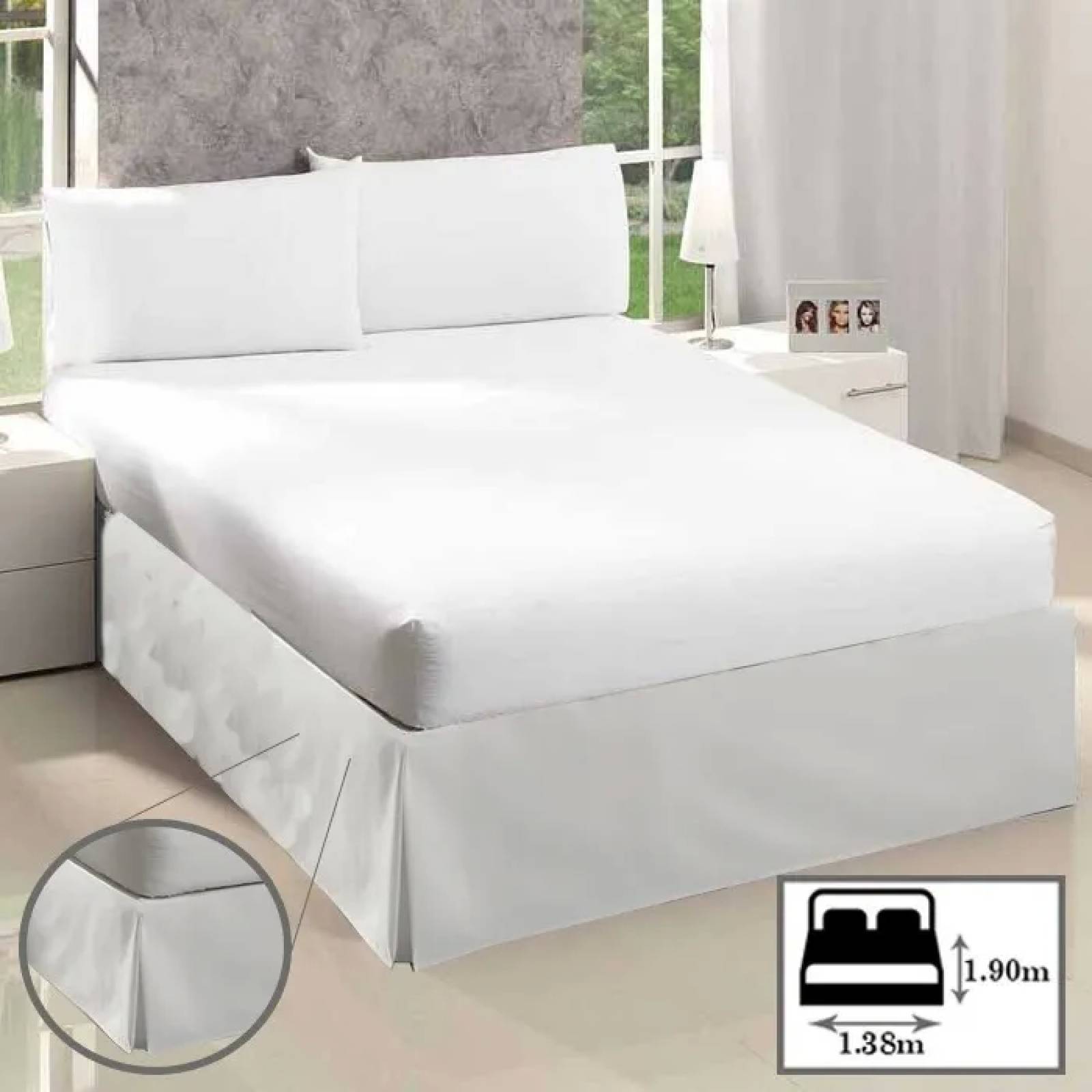 Rodapie De Cama Matrimonial Blanco Concord | Faldón Para Colchón