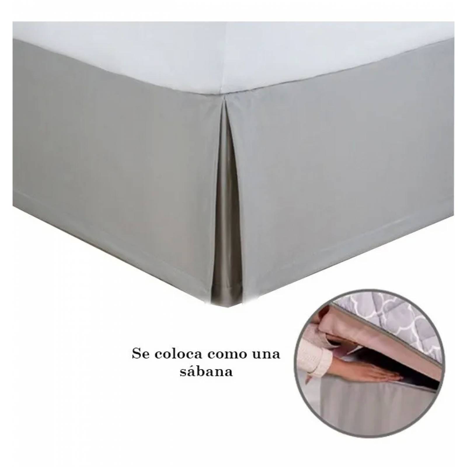 Rodapie De Cama Matrimonial Gris Concord | Faldón Para Colchón