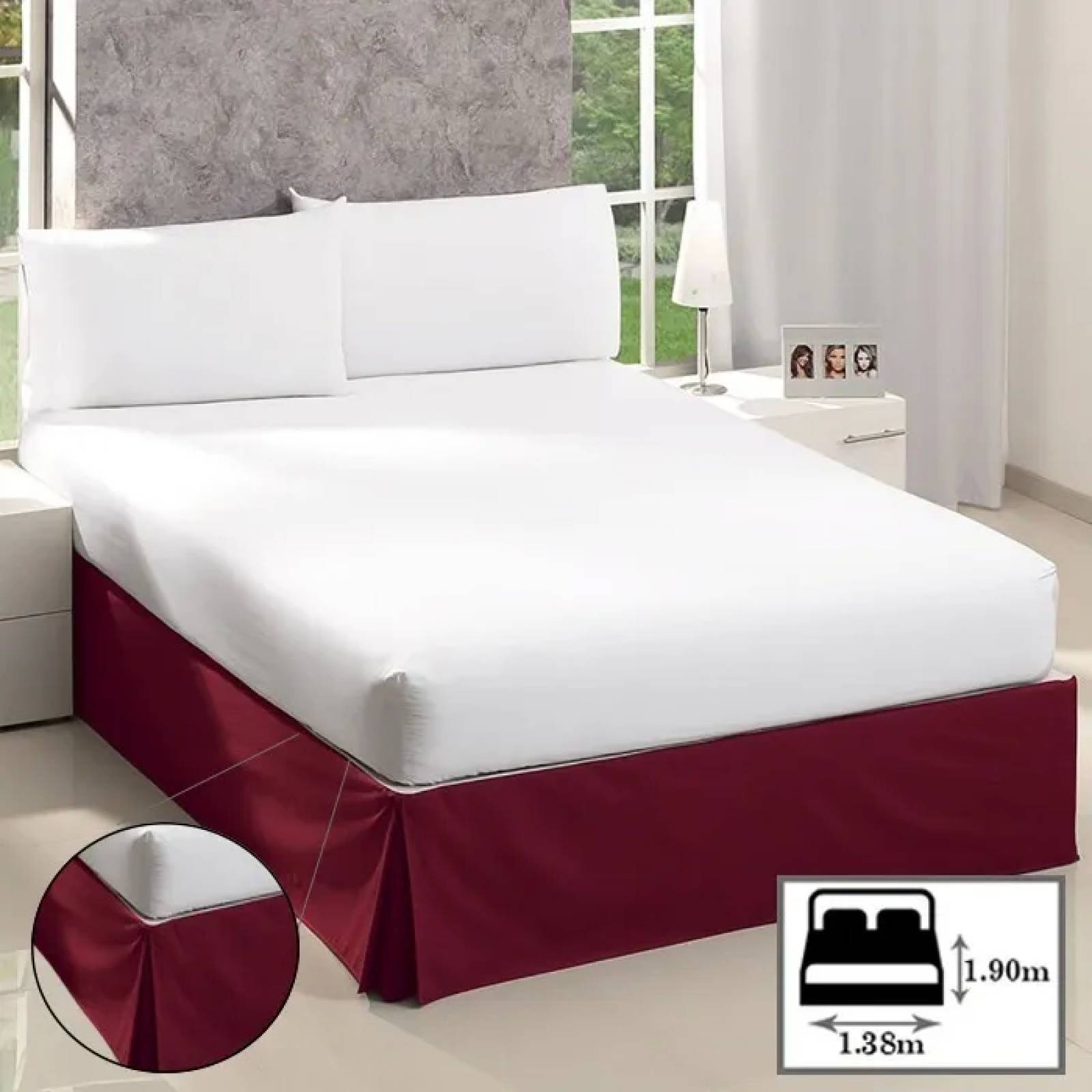 DESCONTINUADO Rodapie De Cama Matrimonial Vino Concord | Faldón Para Colchón