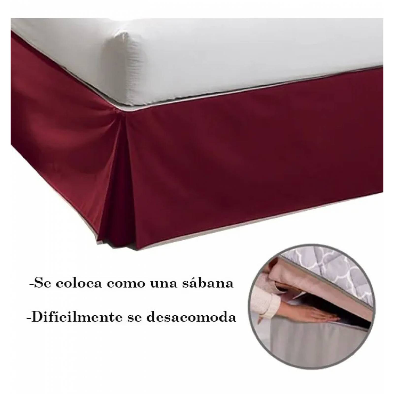 DESCONTINUADO Rodapie De Cama Matrimonial Vino Concord | Faldón Para Colchón