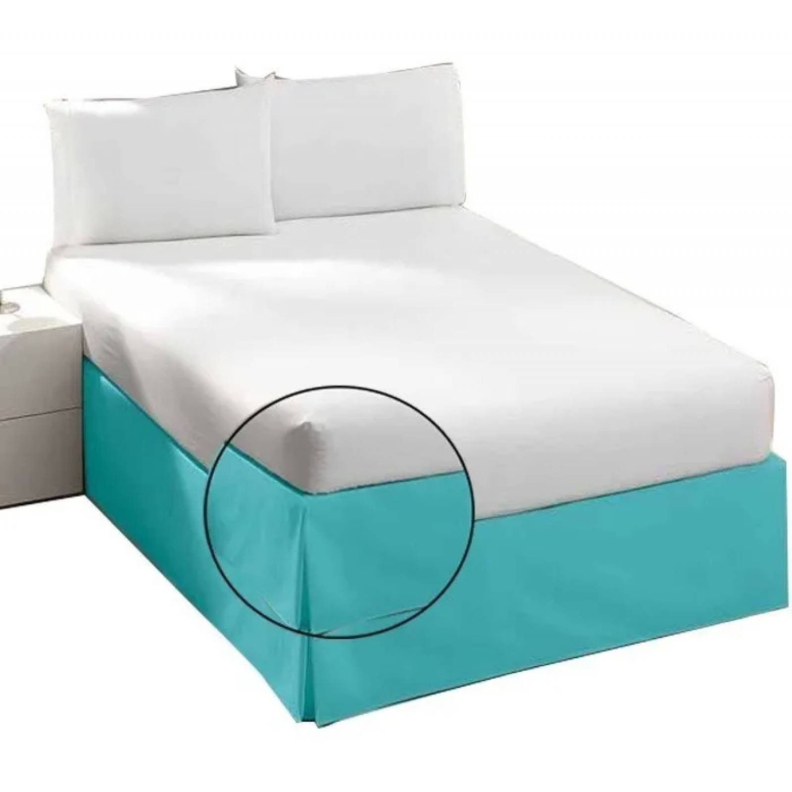 Rodapie De Cama Matrimonial Turquesa Concord | Faldón Para Colchón